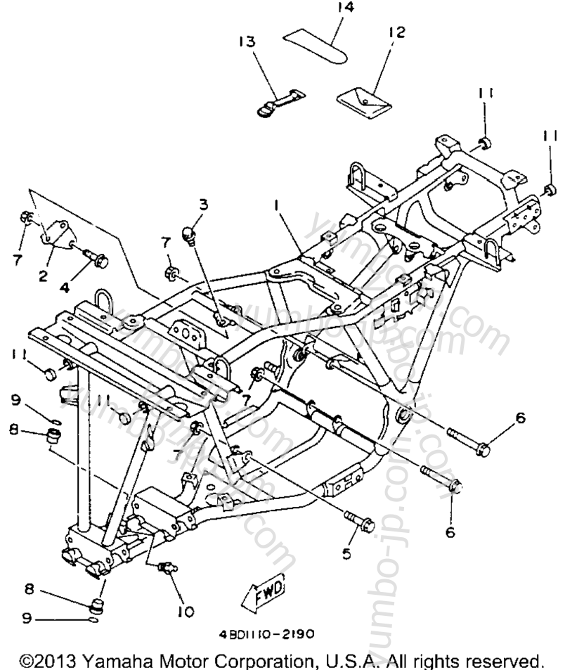 FRAME для квадроциклов YAMAHA YFB250E_MN 1993 г.