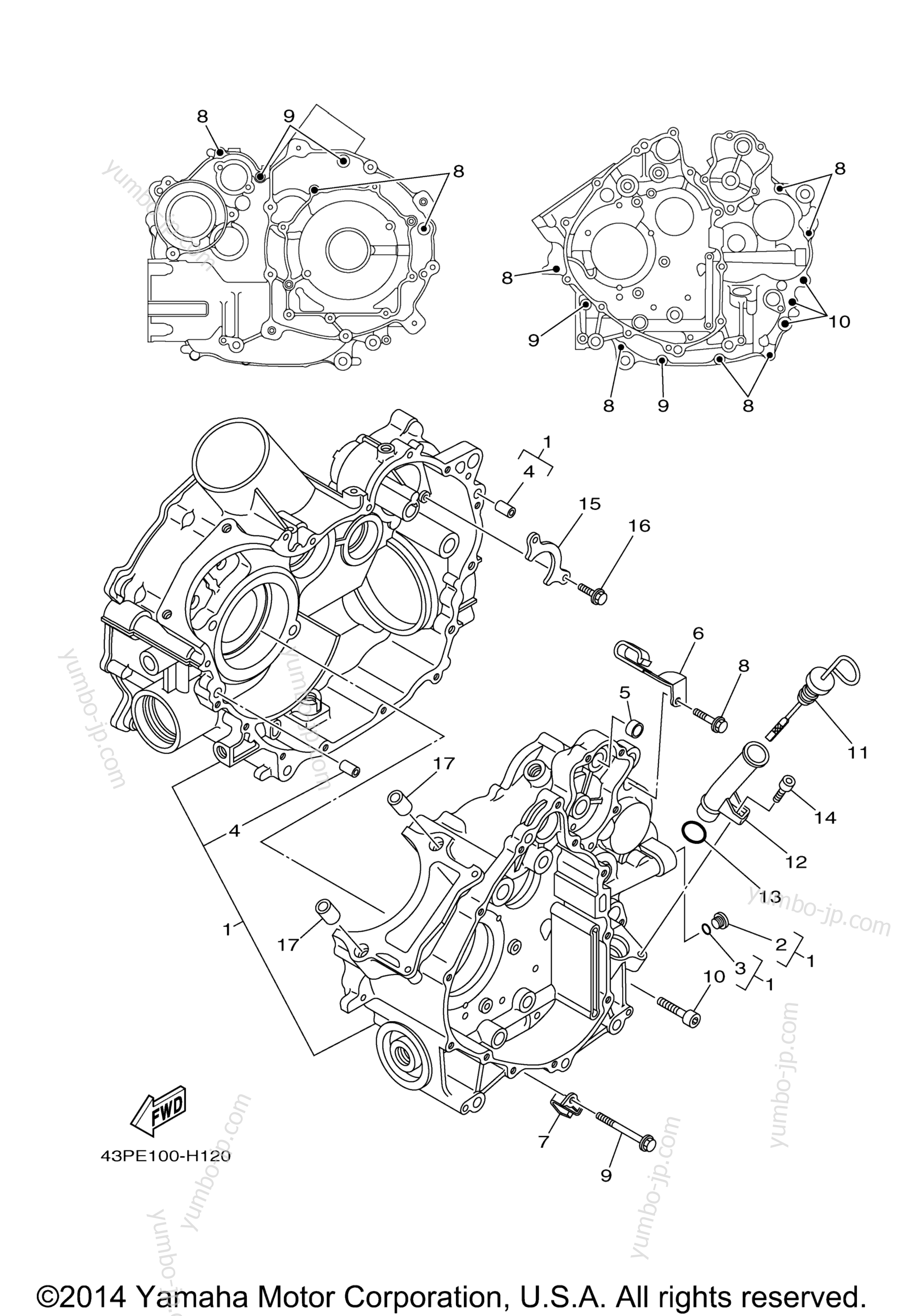 CRANKCASE for ATVs YAMAHA GRIZZLY 550 EPS 4WD (YFM5FGPAGR) 2011 year