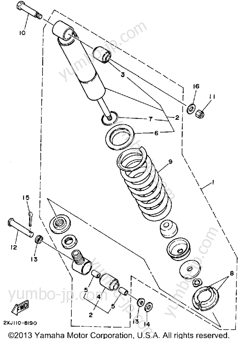 Rear Shocks для квадроциклов YAMAHA BLASTER (YFS200B) 1991 г.