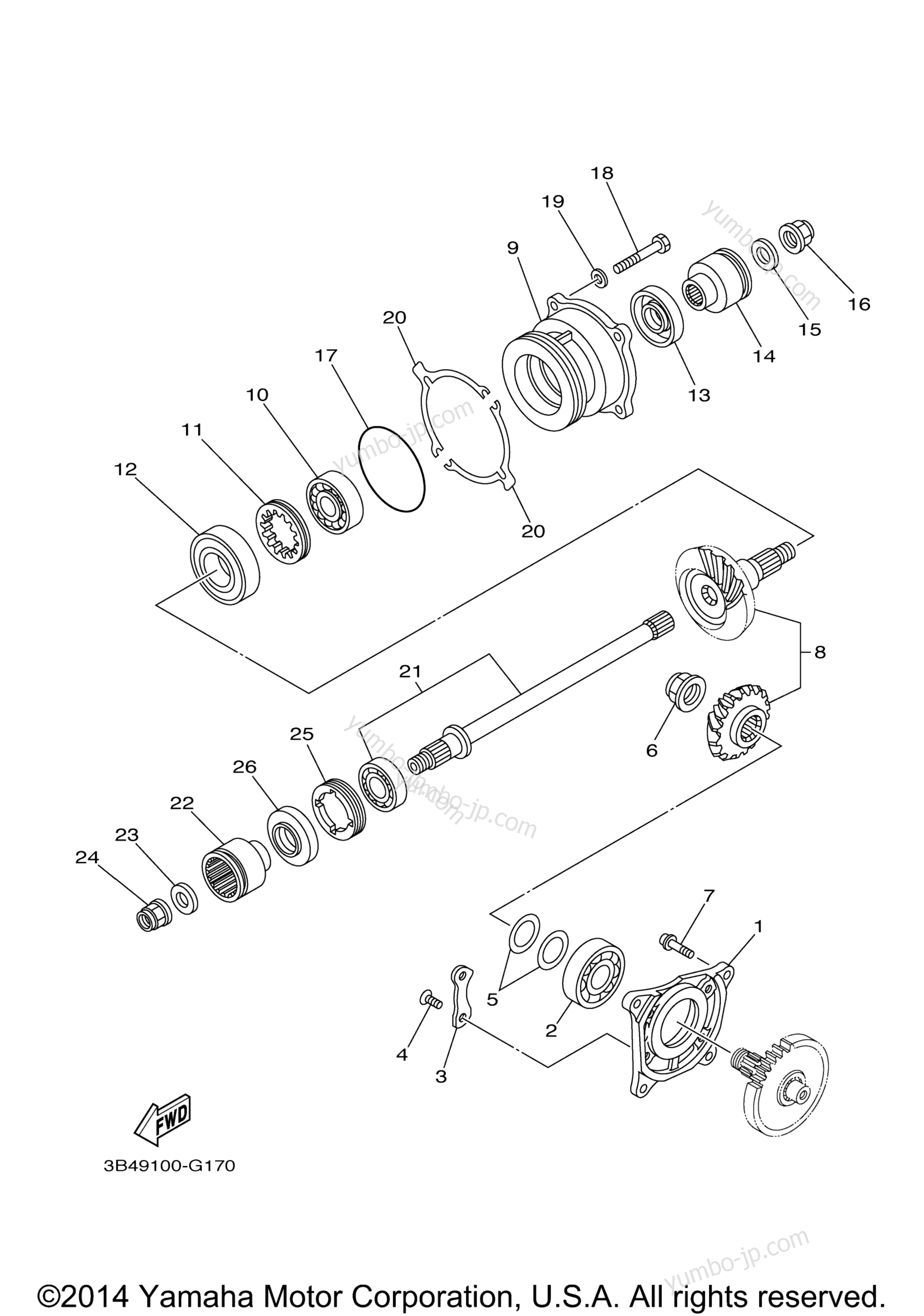 Middle Drive Gear for ATVs YAMAHA GRIZZLY 550 4WD (YFM5FGAGR) 2011 year