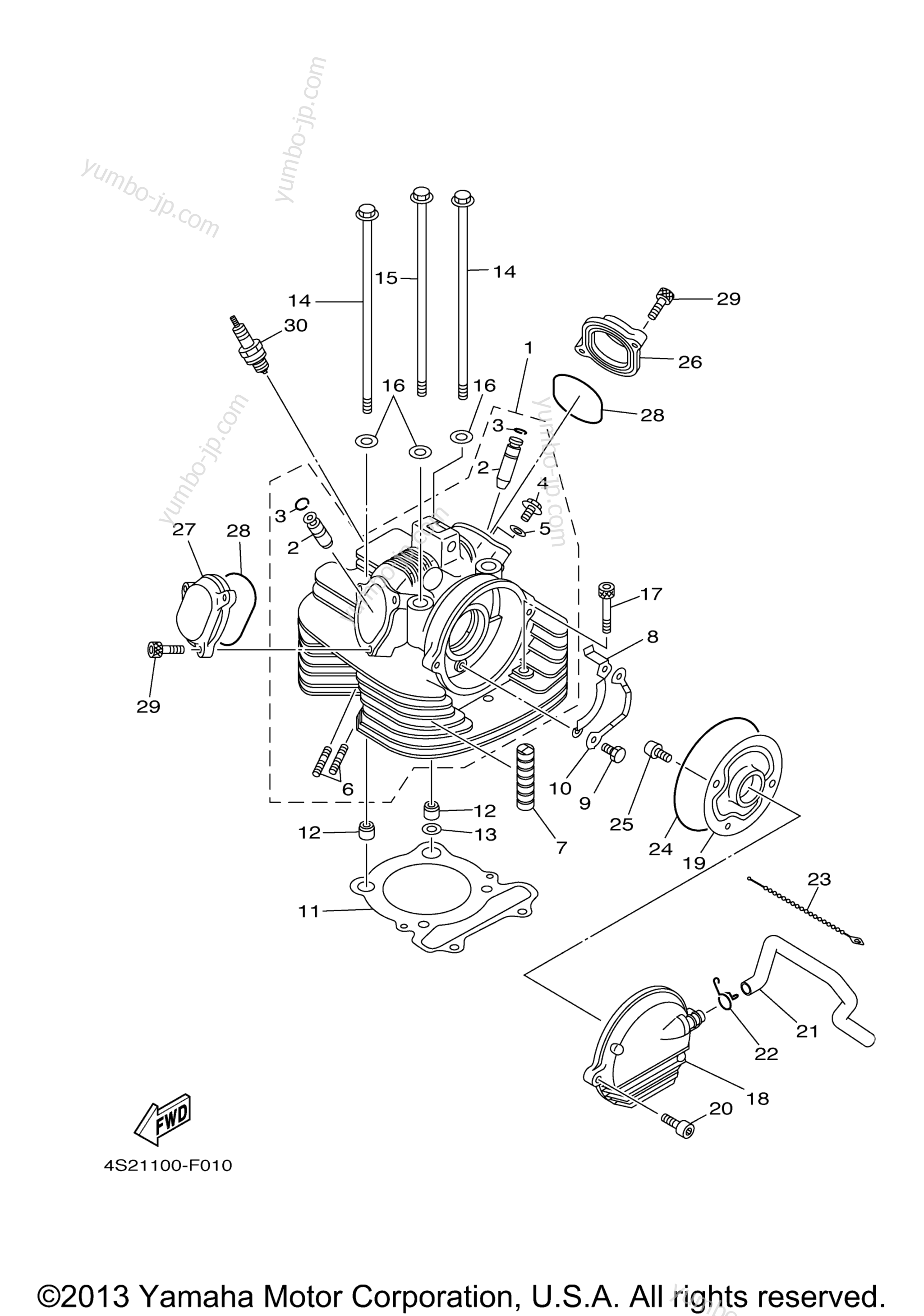 CYLINDER HEAD for ATVs YAMAHA GRIZZLY 350 2WD (YFM35GAGR) 2011 year