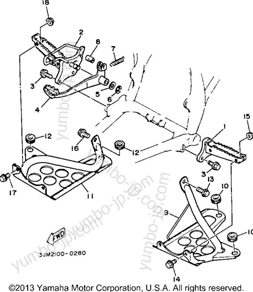 Stand Footrest for ATVs YAMAHA BLASTER (YFS200D_MN) 1992 year