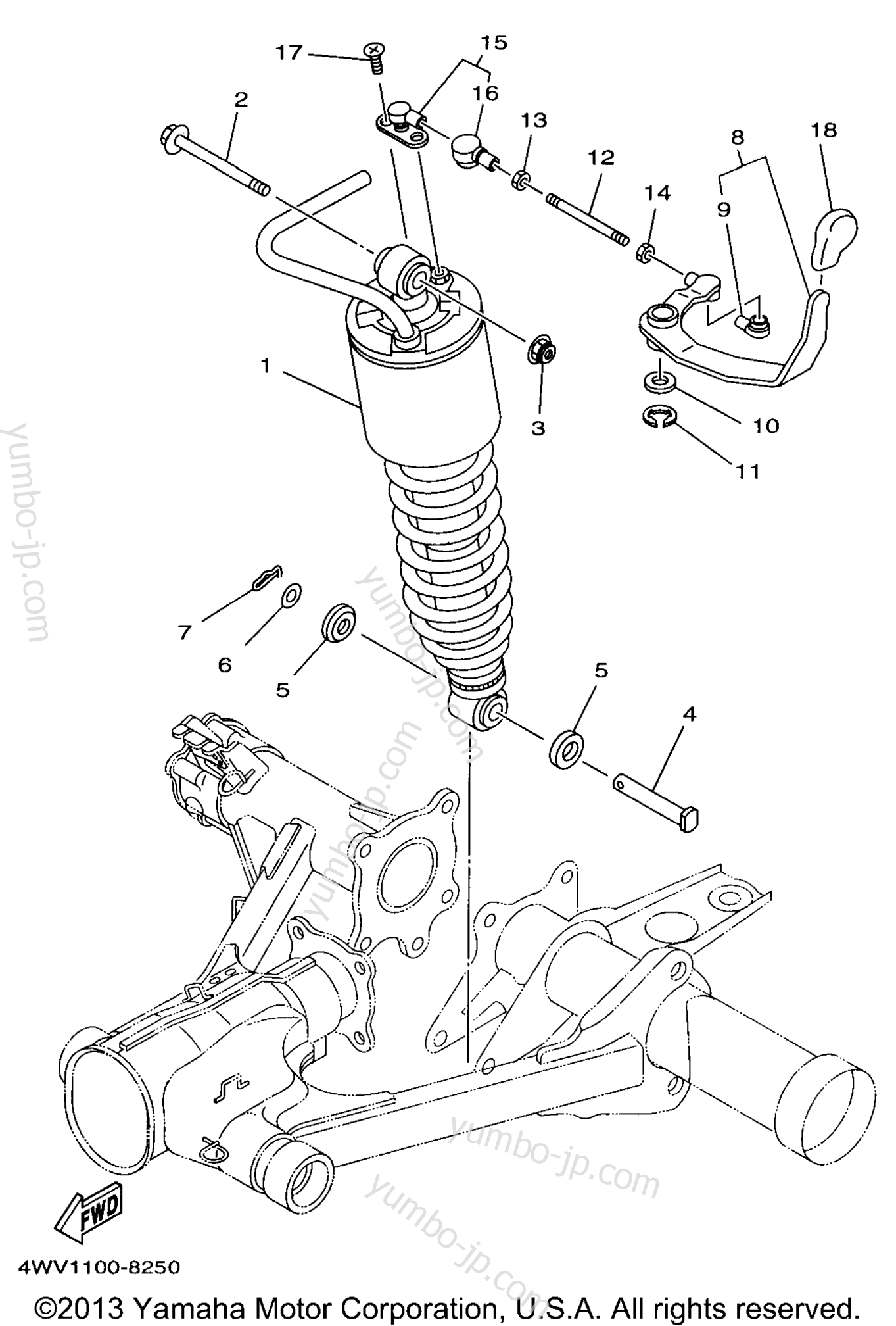 Rear Suspension для квадроциклов YAMAHA GRIZZLY (YFM600FWAK) 1998 г.