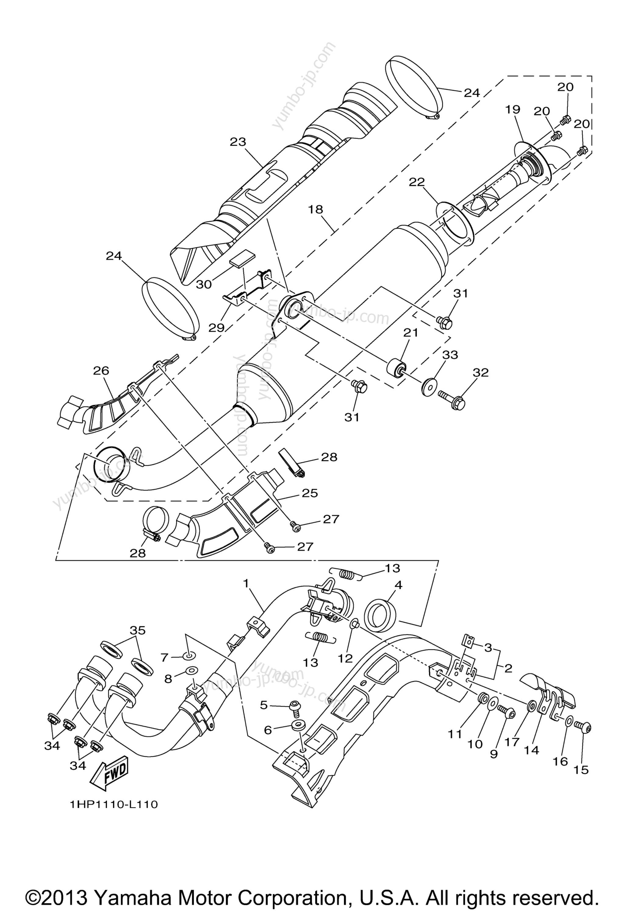 Exhaust for ATVs YAMAHA GRIZZLY 550 EPS 4WD (YFM5FGPDL) Deep Purplish Blue Solid N 2013 year