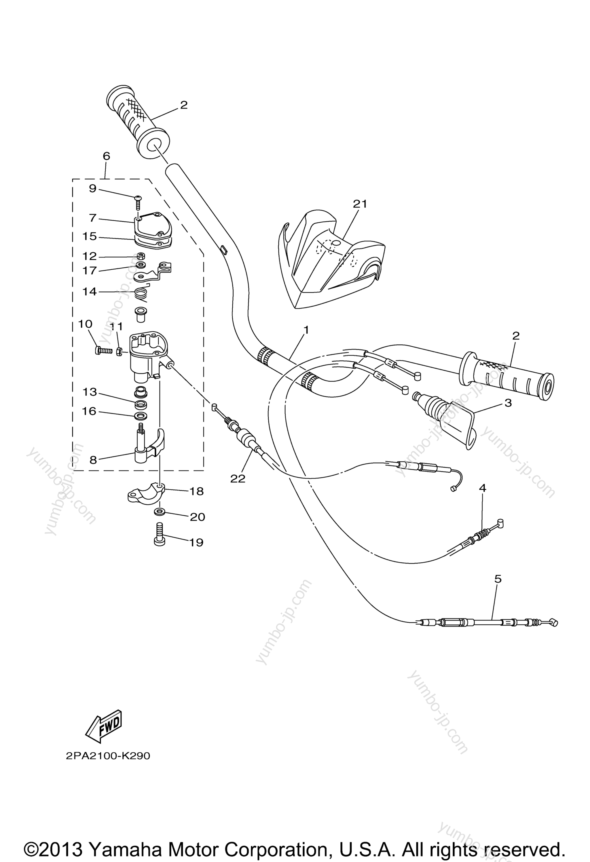 Steering Handle Cable для квадроциклов YAMAHA RAPTOR 125 (YFM125RBL) 2012 г.
