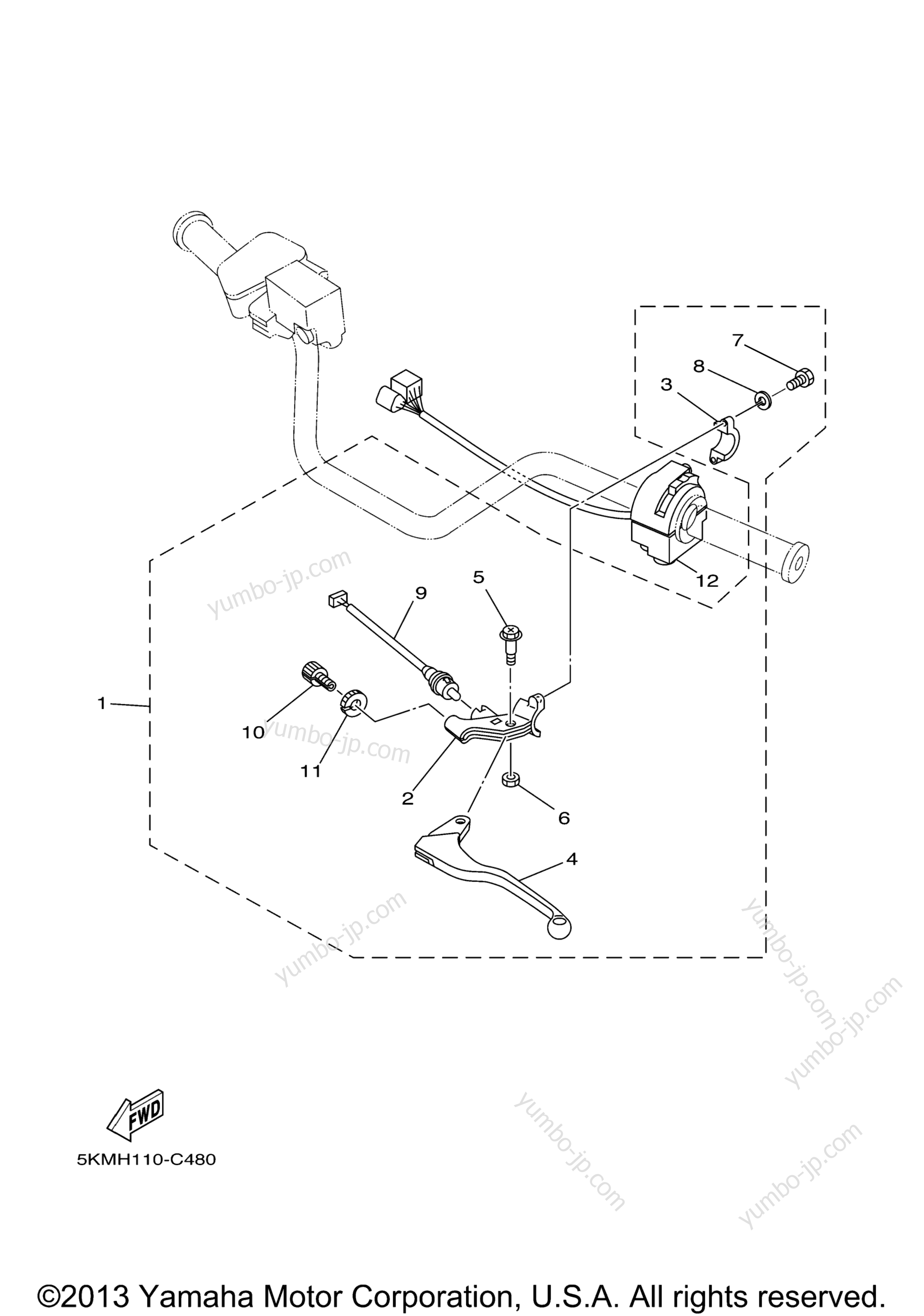 Handle Switch Lever for ATVs YAMAHA GRIZZLY 660 HUNTER (YFM66FAHT) 2005 year