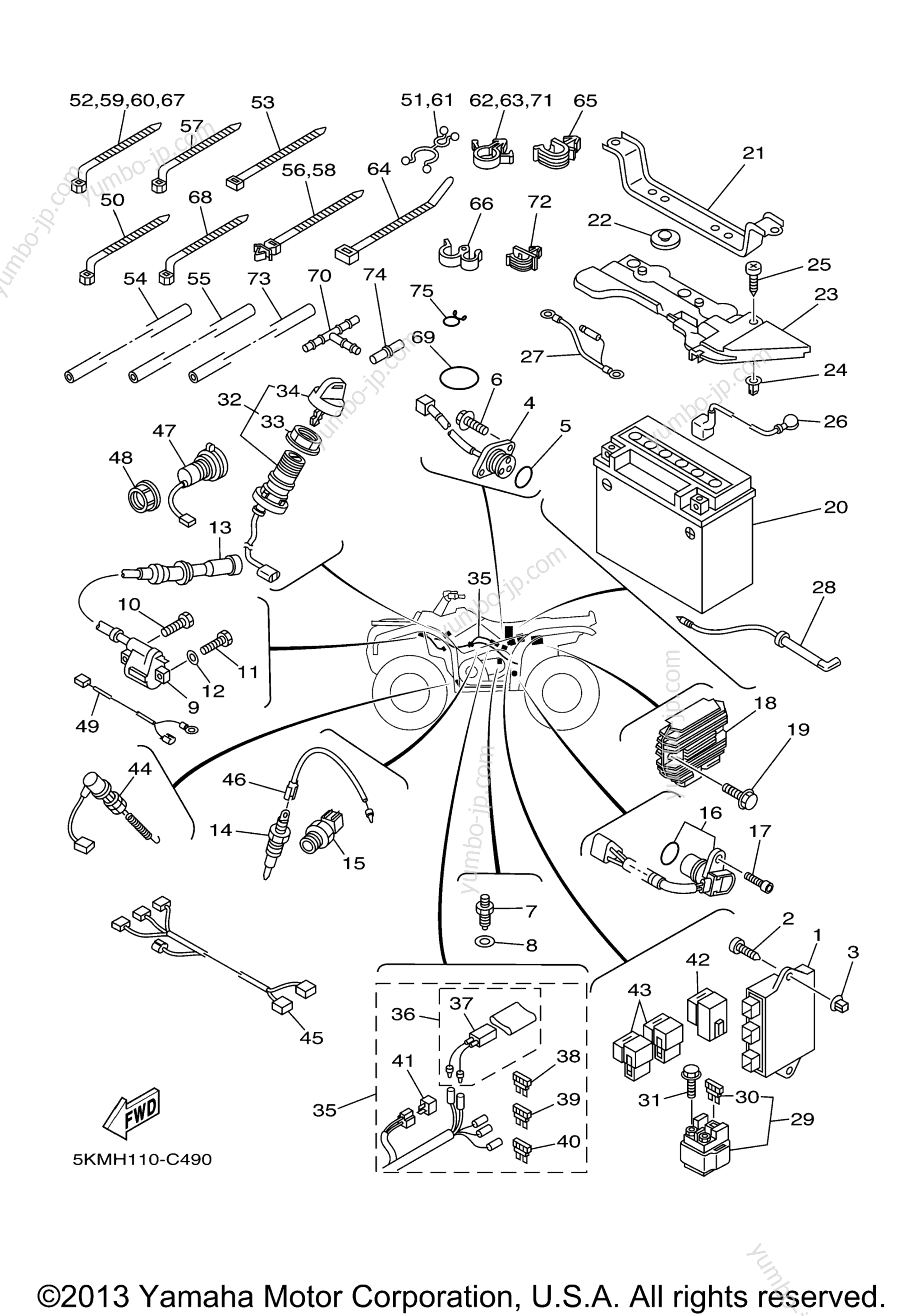 Electrical 1 for ATVs YAMAHA GRIZZLY 660 HUNTER WETLAND (YFM66FAHWT) 2005 year