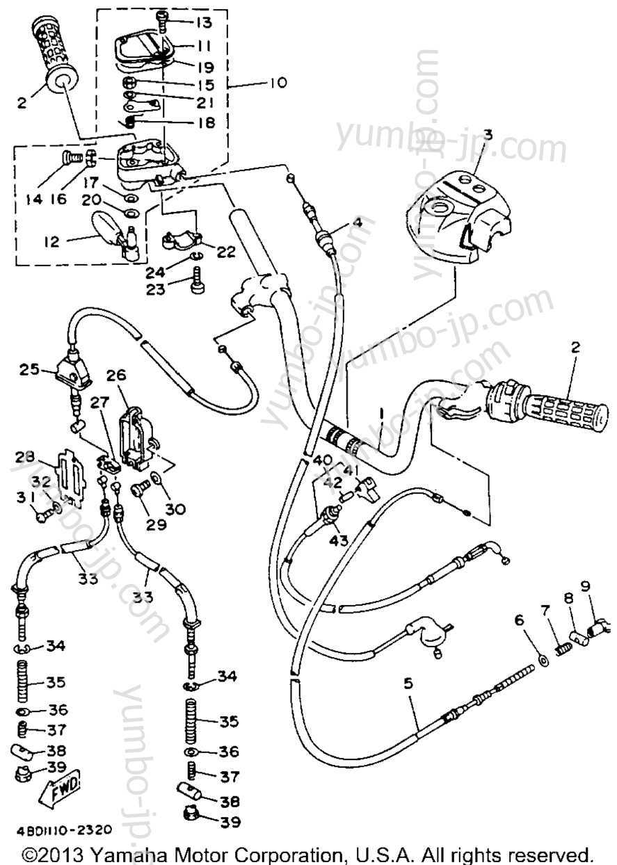 Handlebar - Cable для квадроциклов YAMAHA YFB250E_MN 1993 г.