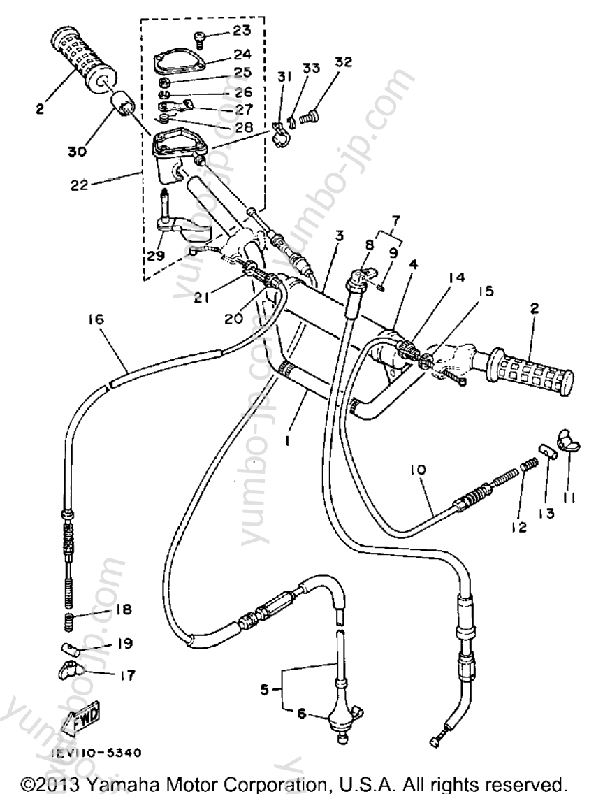 Handlebar - Cable для квадроциклов YAMAHA YTM225DRN 1985 г.