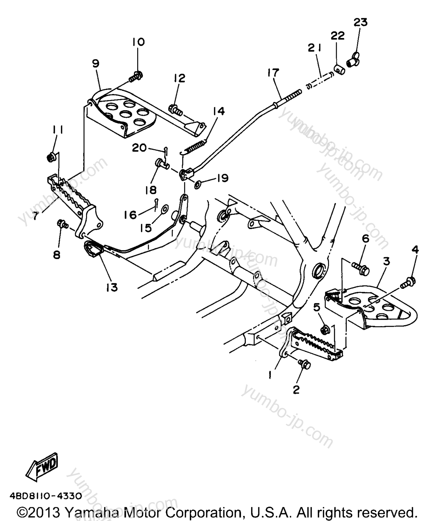 Stand Footrest for ATVs YAMAHA TIMBERWOLF 2WD (YFB250UJ_M) 1997 year