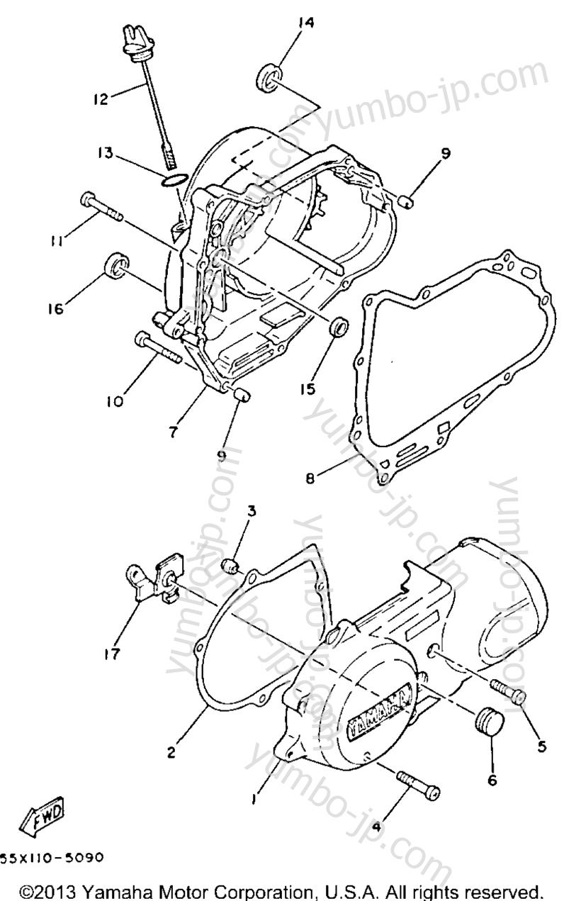 Crankcase Cover 1 for ATVs YAMAHA BADGER (YFM80N) 1985 year