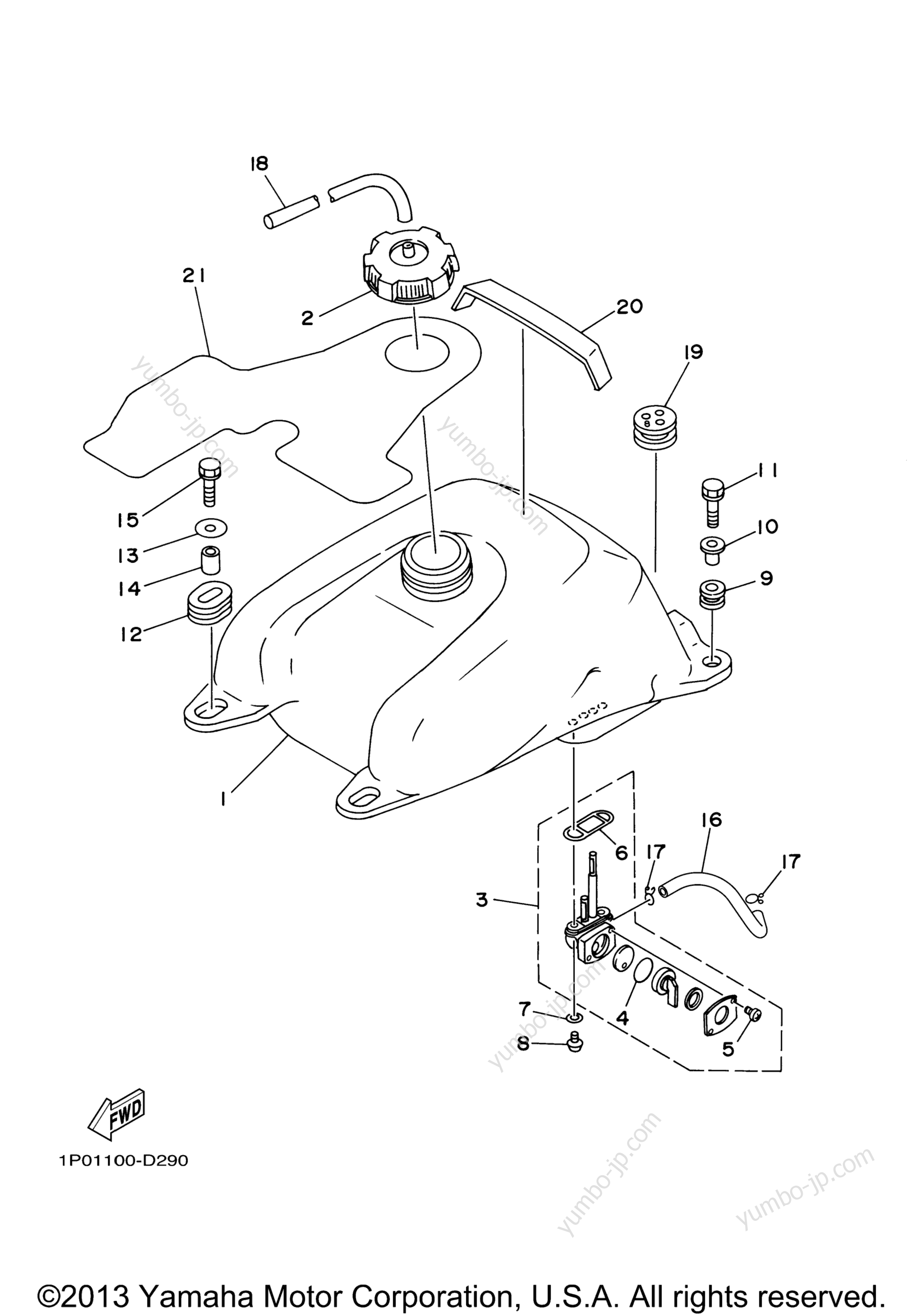 FUEL TANK for ATVs YAMAHA BRUIN 250 2WD (YFM25BV) 2006 year