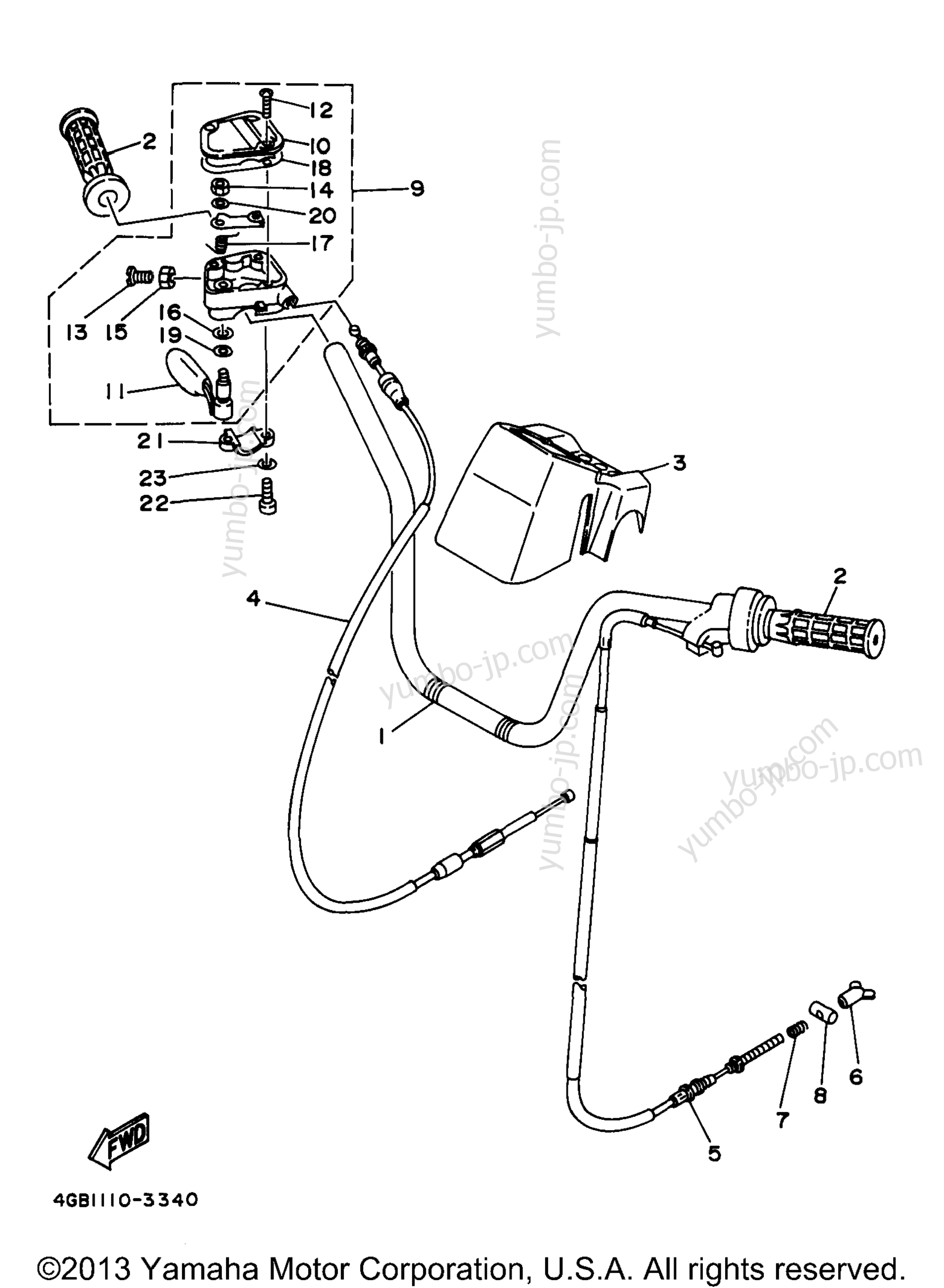 Steering Handle - Cable для квадроциклов YAMAHA YFM350FWJ_MNH 1997 г.
