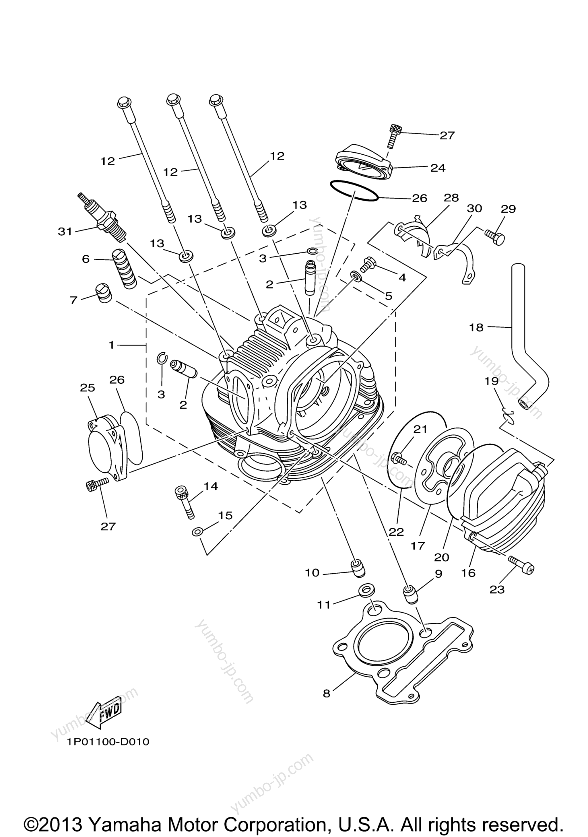 CYLINDER HEAD for ATVs YAMAHA BRUIN 250 2WD (YFM25BV) 2006 year