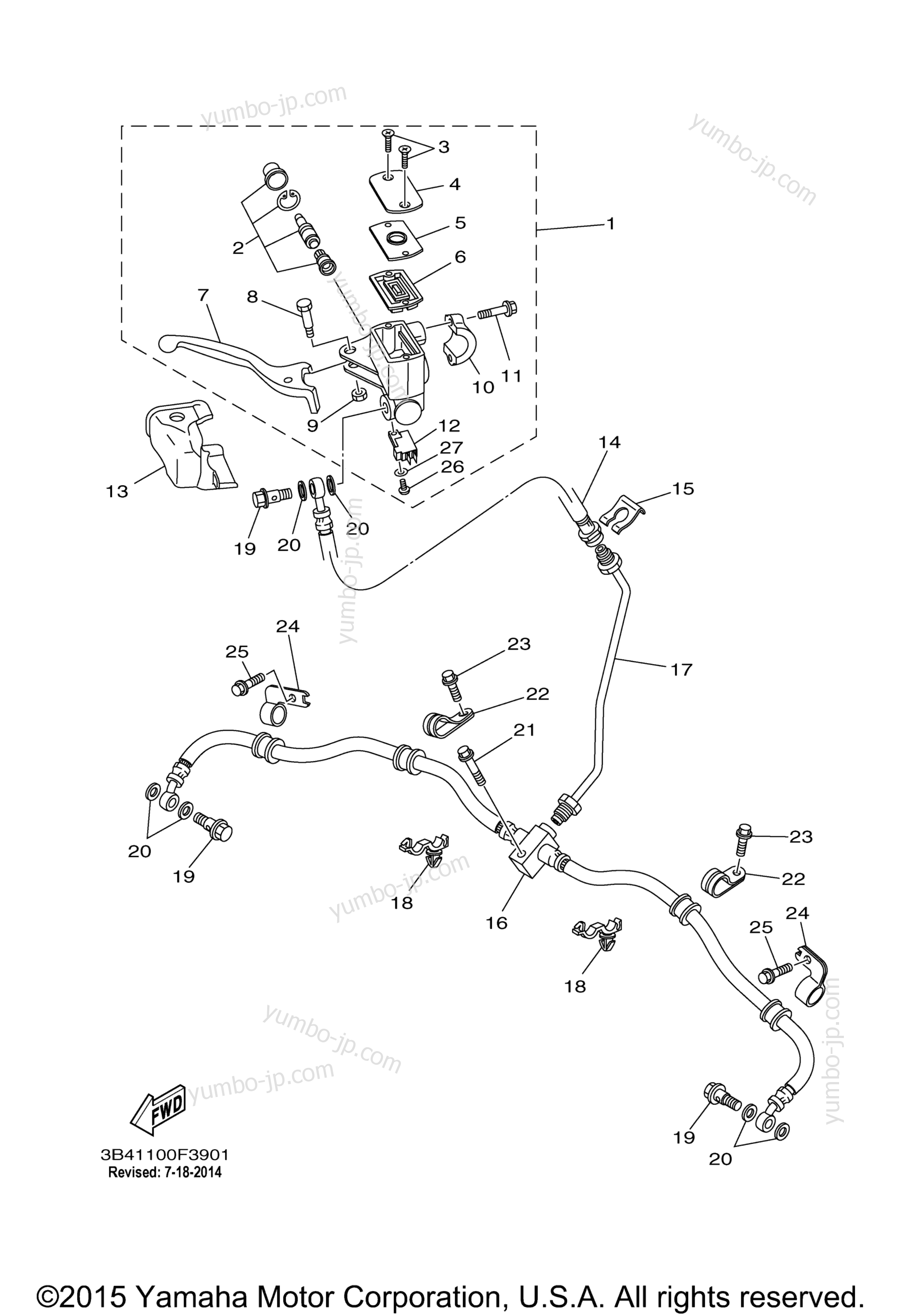 FRONT MASTER CYLINDER for ATVs YAMAHA GRIZZLY 550 FI EPS 4WD HUNTER (YFM5FGPHY) 2009 year