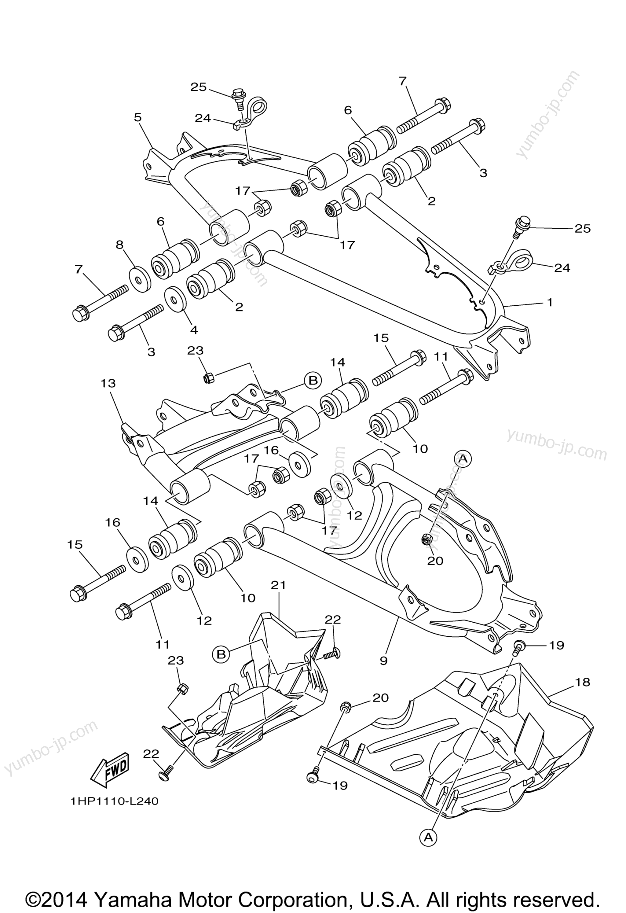 REAR ARM для квадроциклов YAMAHA GRIZZLY 550 4WD HUNTER (YFM5FGHB) 2012 г.