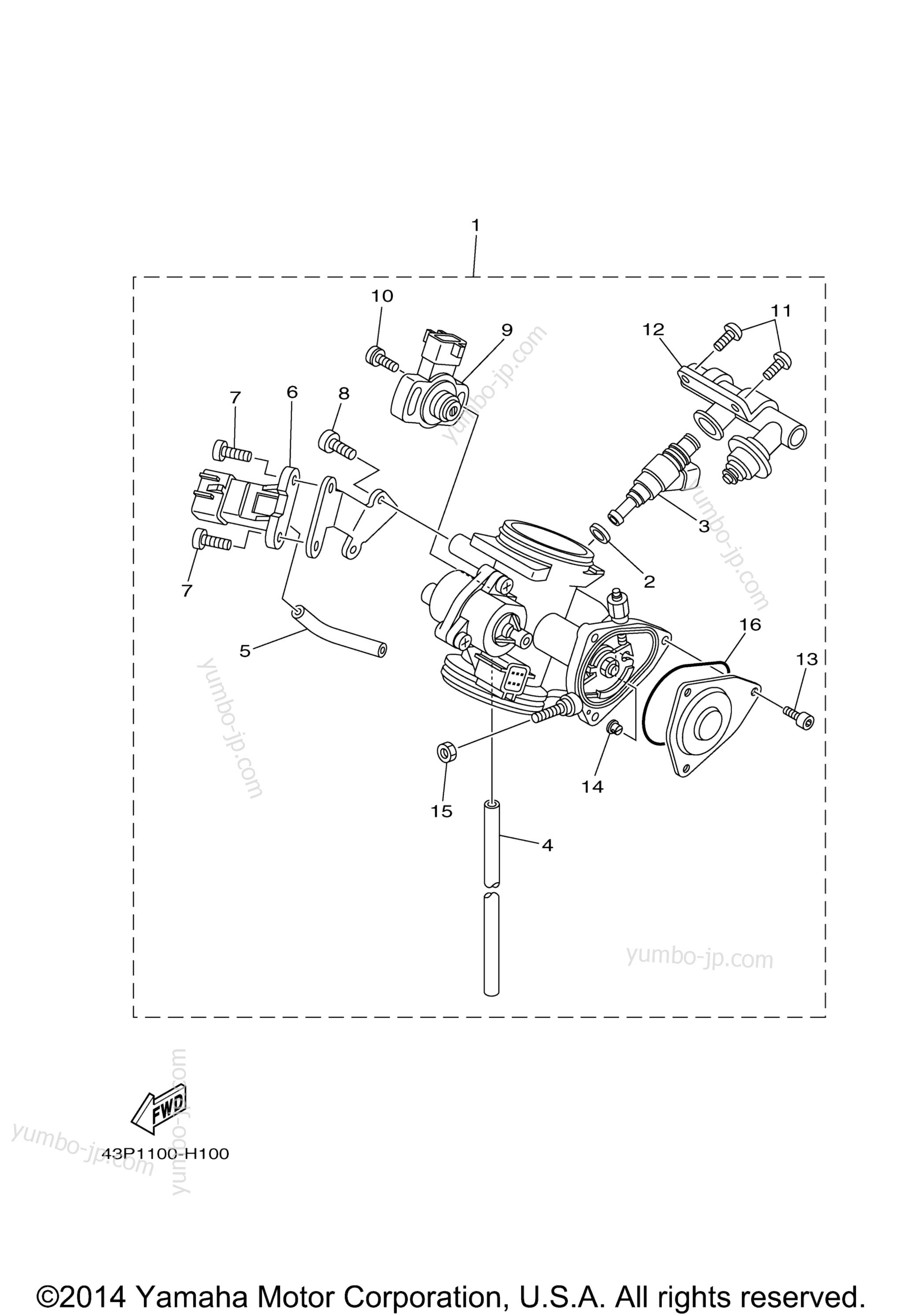 Throttle Body Assy 1 для квадроциклов YAMAHA GRIZZLY 700 FI EPS 4WD HUNTER (YFM7FGPHY) 2009 г.