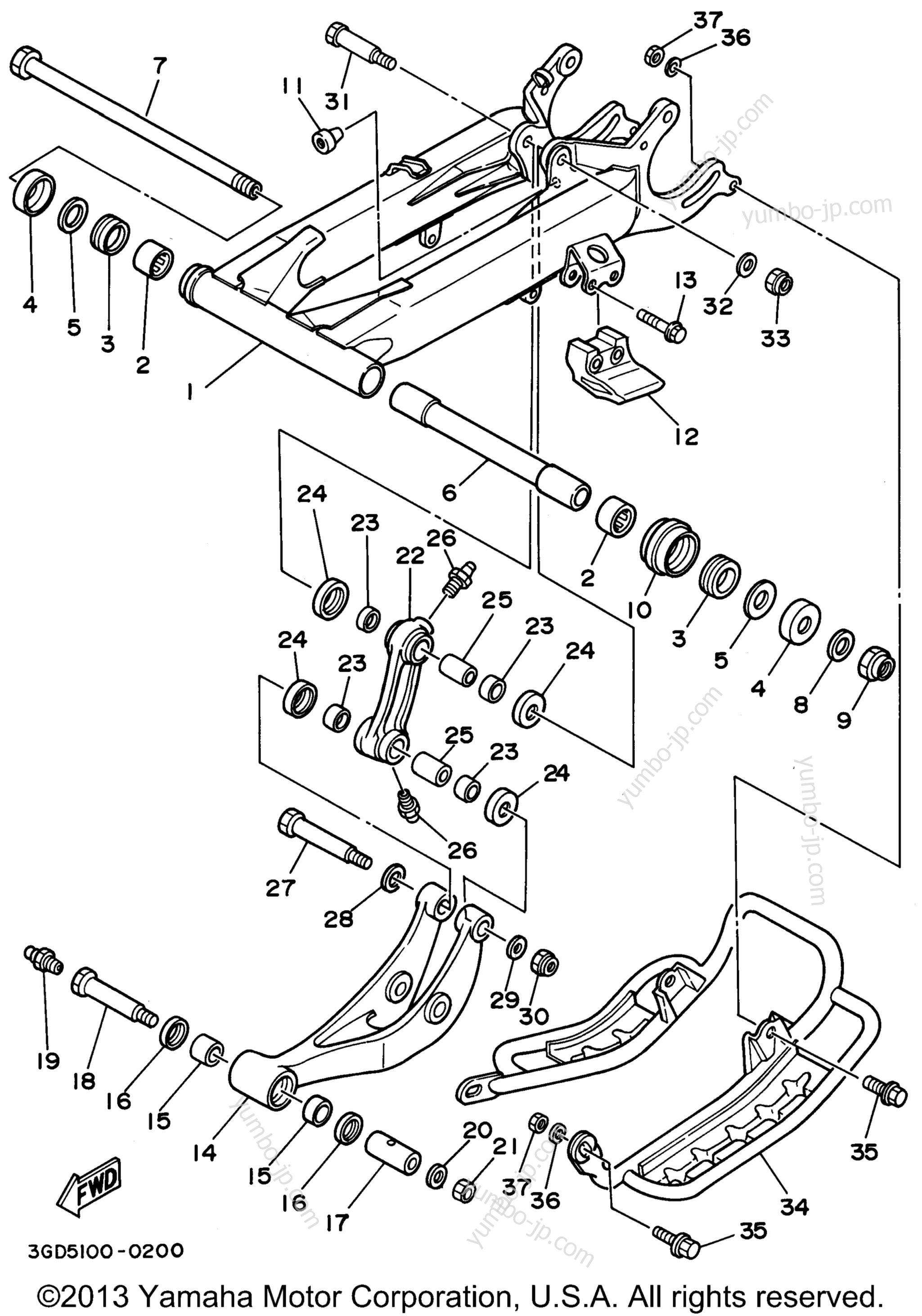 REAR ARM для квадроциклов YAMAHA WARRIOR (YFM350XG_M) 1995 г.