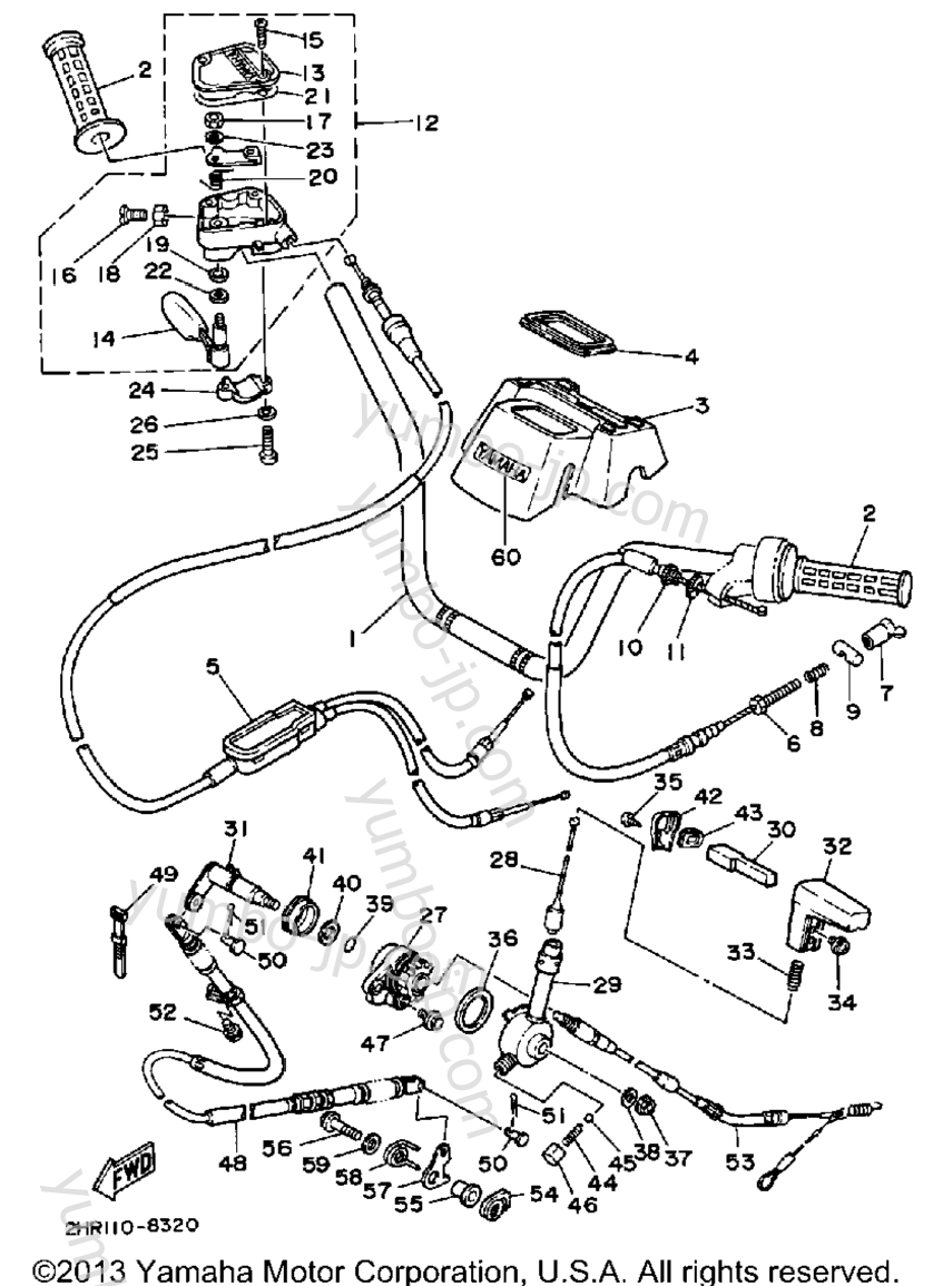Handlebar-Cable для квадроциклов YAMAHA BIG BEAR 4WD (YFM350FWU) 1988 г.