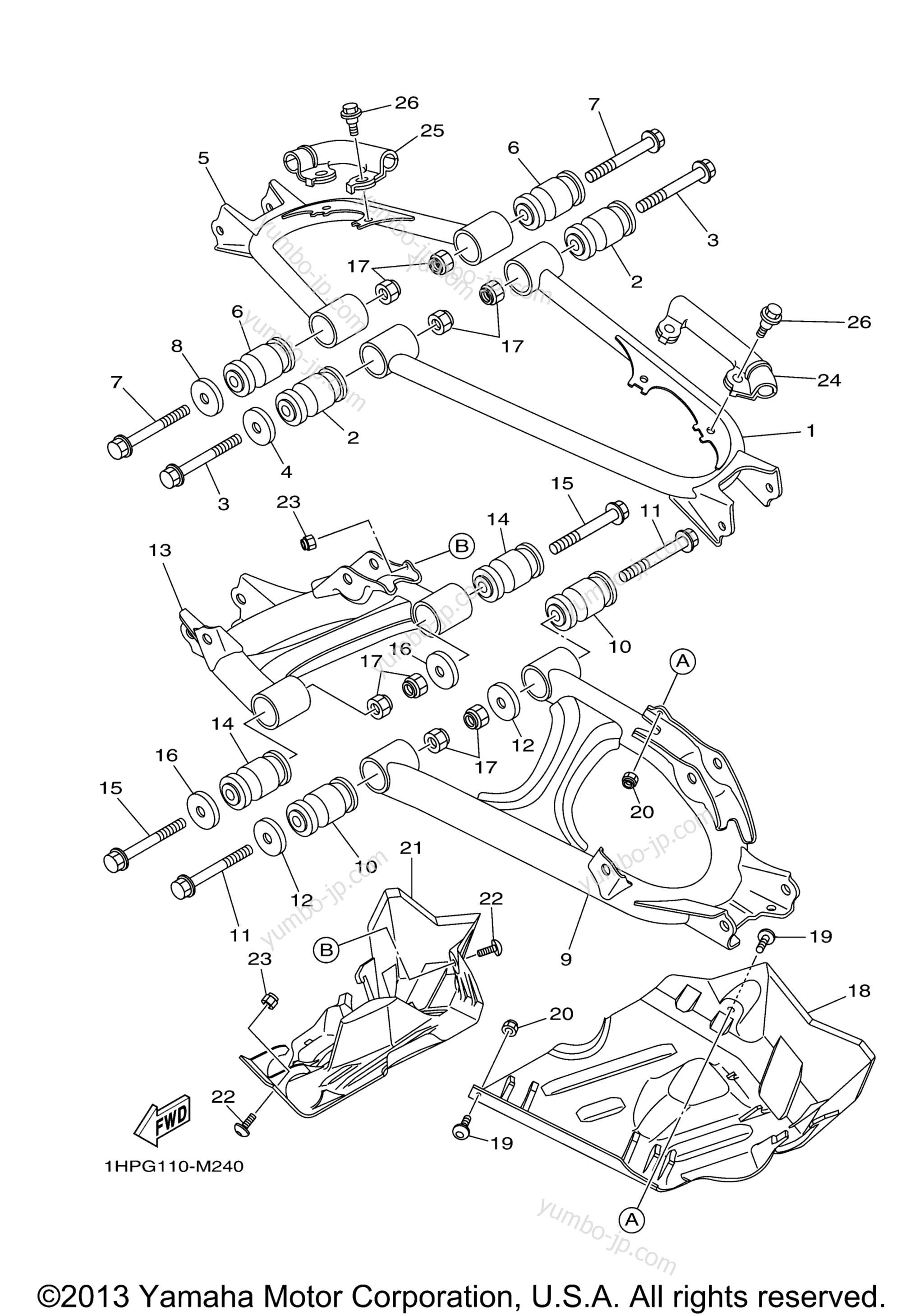 REAR ARM для квадроциклов YAMAHA GRIZZLY 550 FI EPS (YFM550PER) 2014 г.