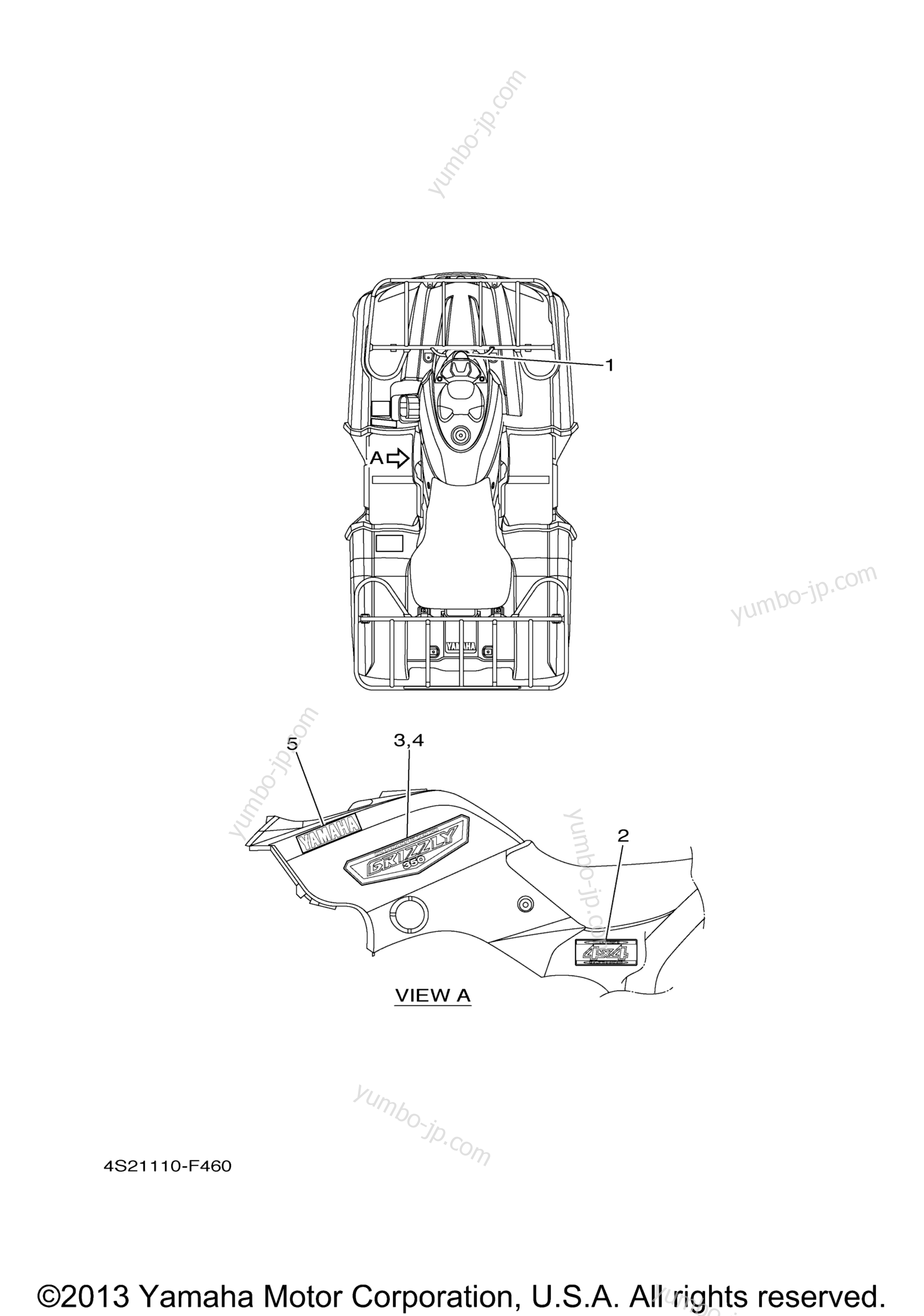 Graphics для квадроциклов YAMAHA GRIZZLY 350 IRS HUNTER (YFM35FGIHW) 2007 г.