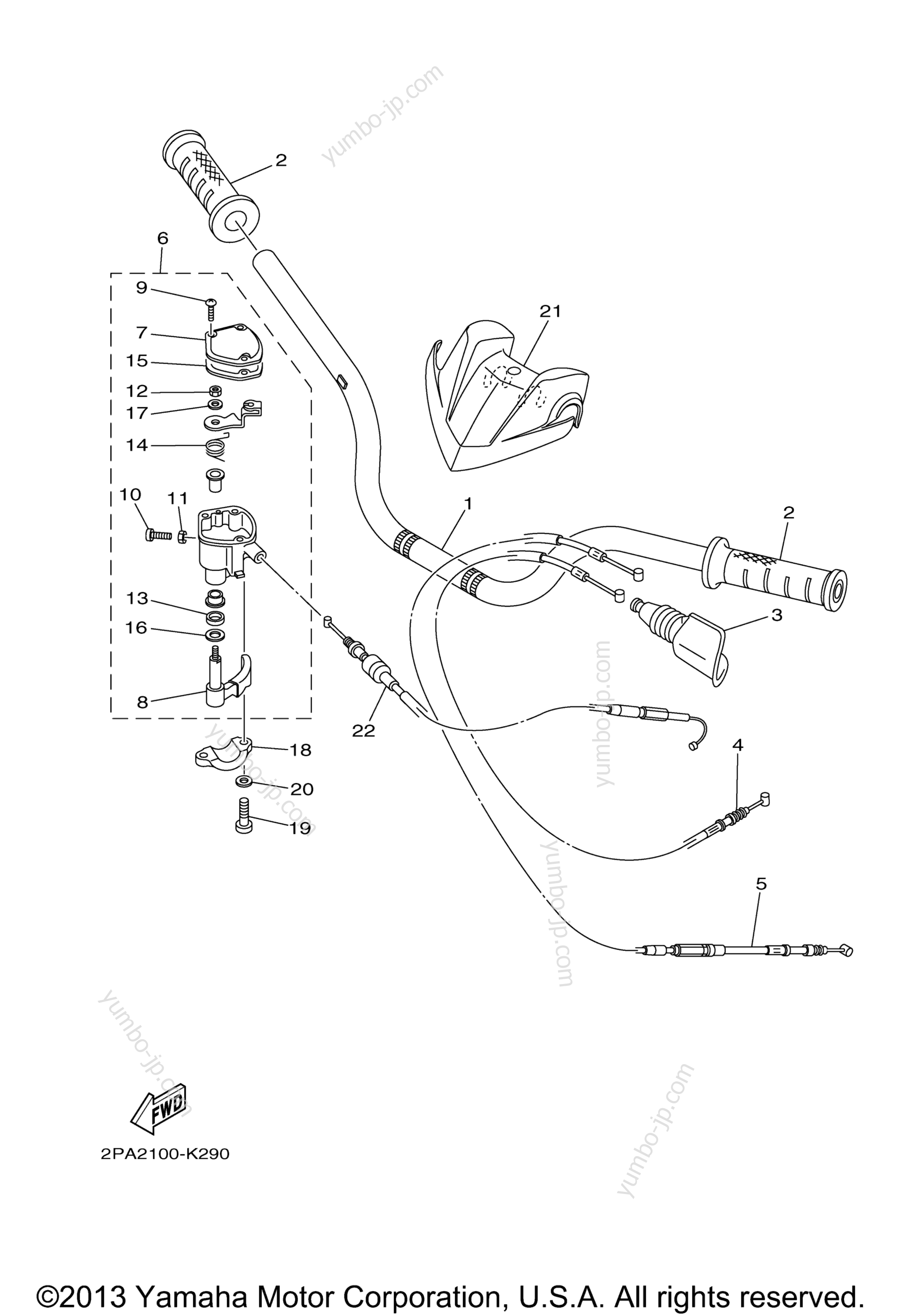 Steering Handle Cable для квадроциклов YAMAHA RAPTOR 125 (YFM125RDL) 2013 г.