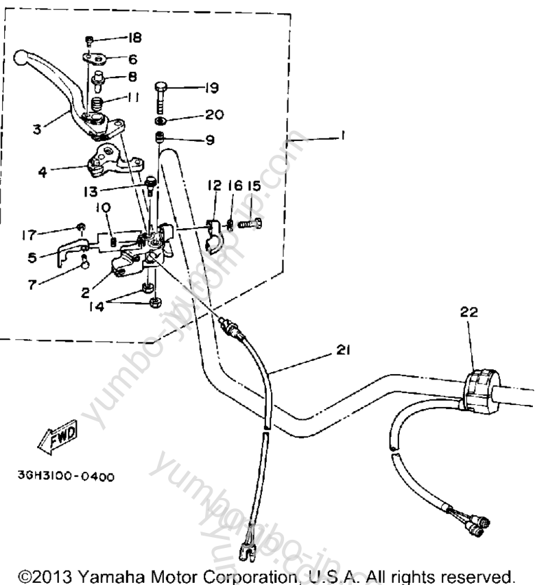 Handle Switch-Lever для квадроциклов YAMAHA MOTO-4 (YFM250B) 1991 г.