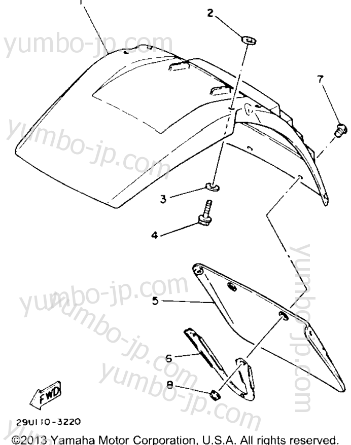 FRONT FENDER for ATVs YAMAHA YTM225DXK 1983 year