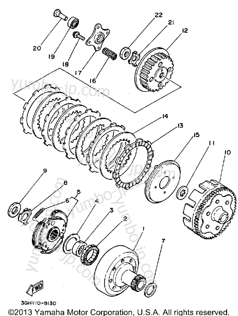 Устройство сцепления для квадроциклов YAMAHA PRO-4 PRO HAULER (YFU1W) 1989 г.