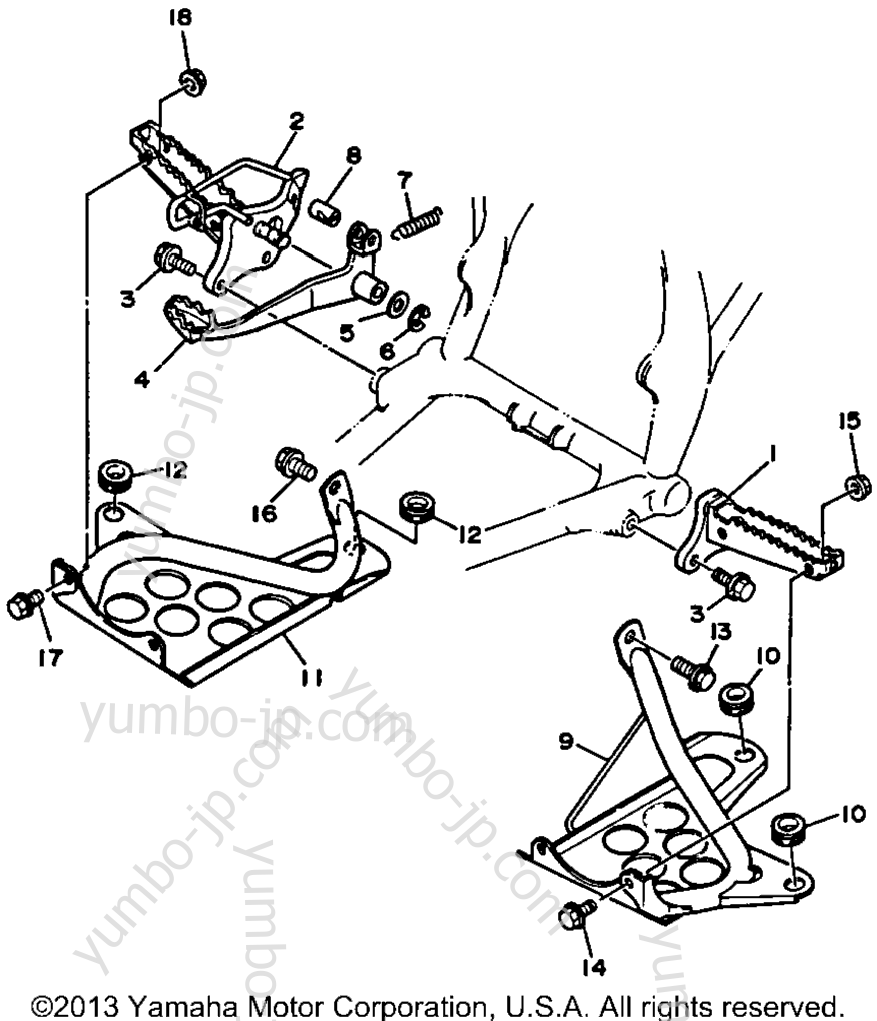 Stand Footrest for ATVs YAMAHA BLASTER (YFS200B_MN) 1991 year