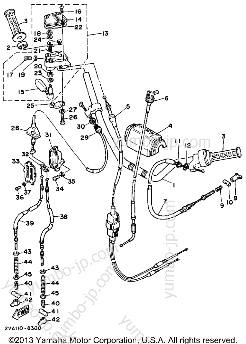 Handlebar-Cable для квадроциклов YAMAHA MOTO-4 (YFM350ERU) 1988 г.