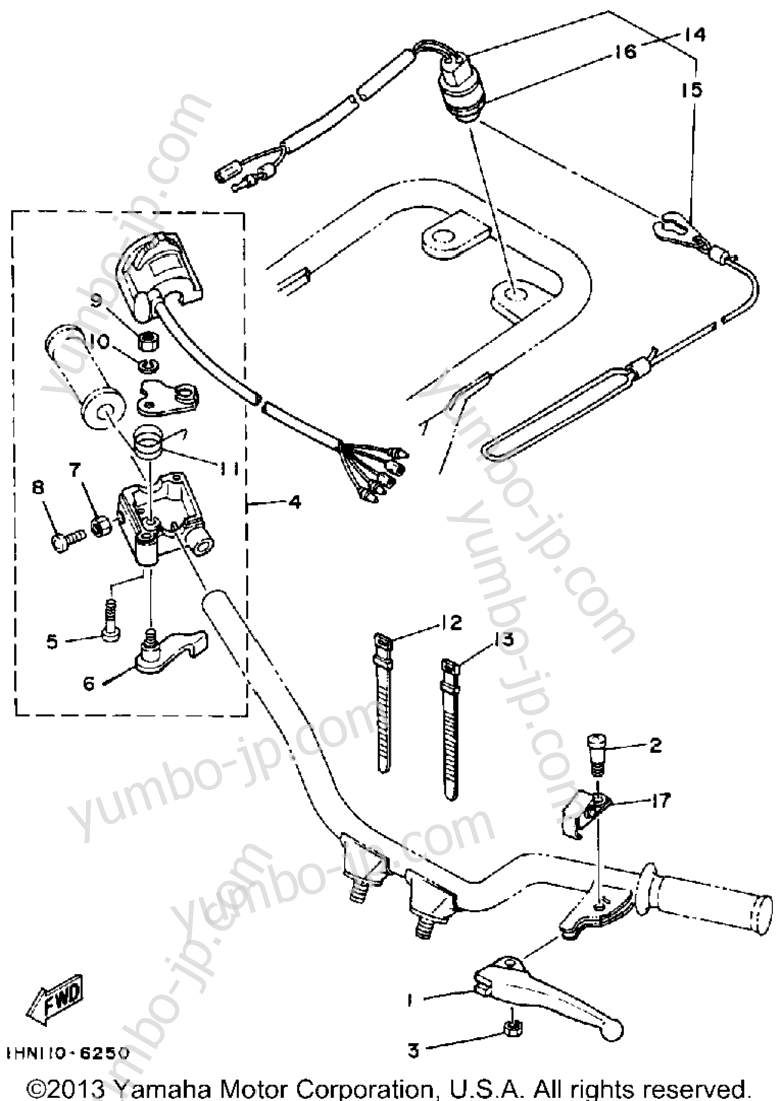Handle Switch Lever для квадроциклов YAMAHA 4-ZINGER (YF60S) 1986 г.