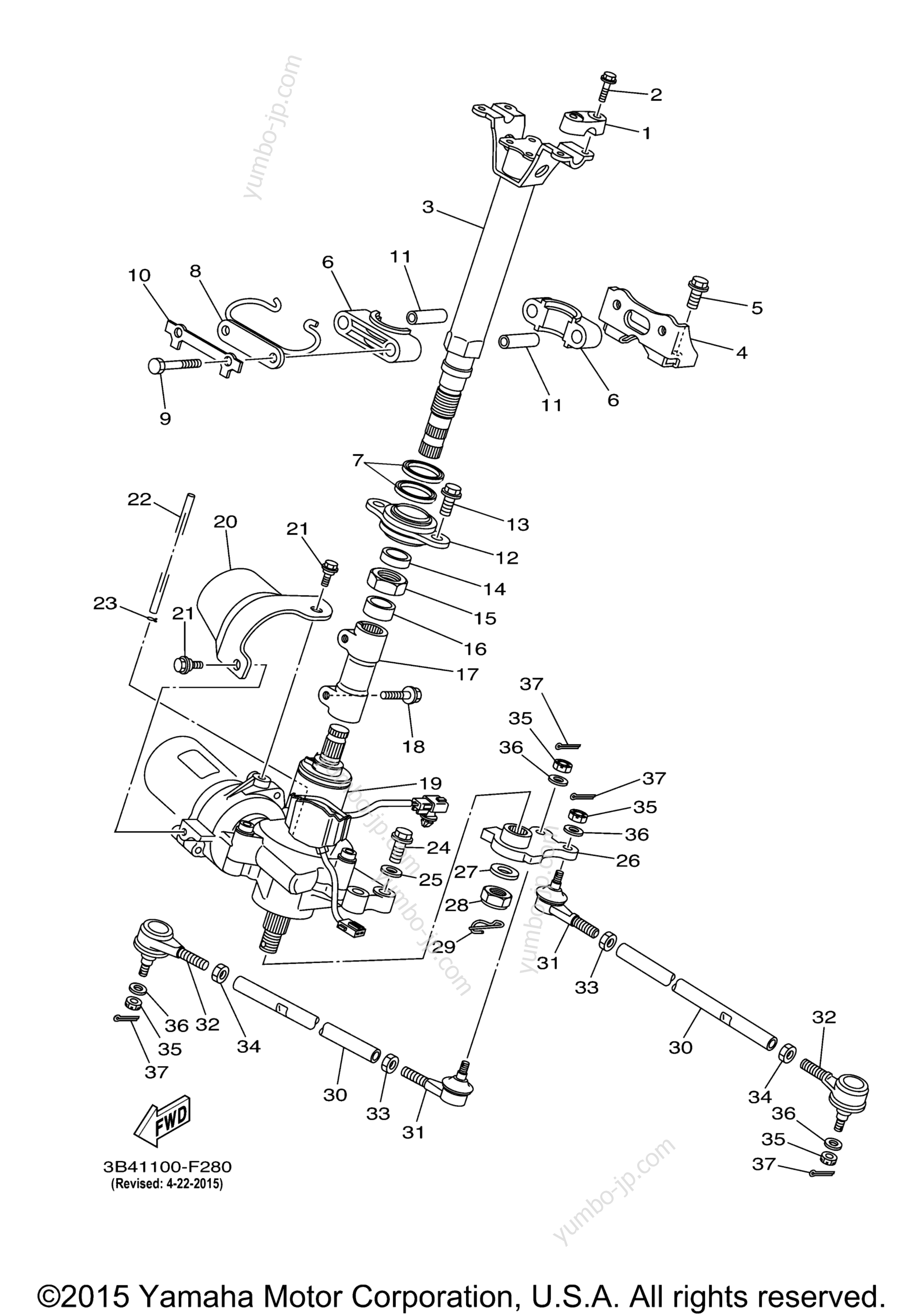 Steering for ATVs YAMAHA GRIZZLY 700 FI EPS DUCKS UNLIMITED (YFM7FGPDUY) 2009 year