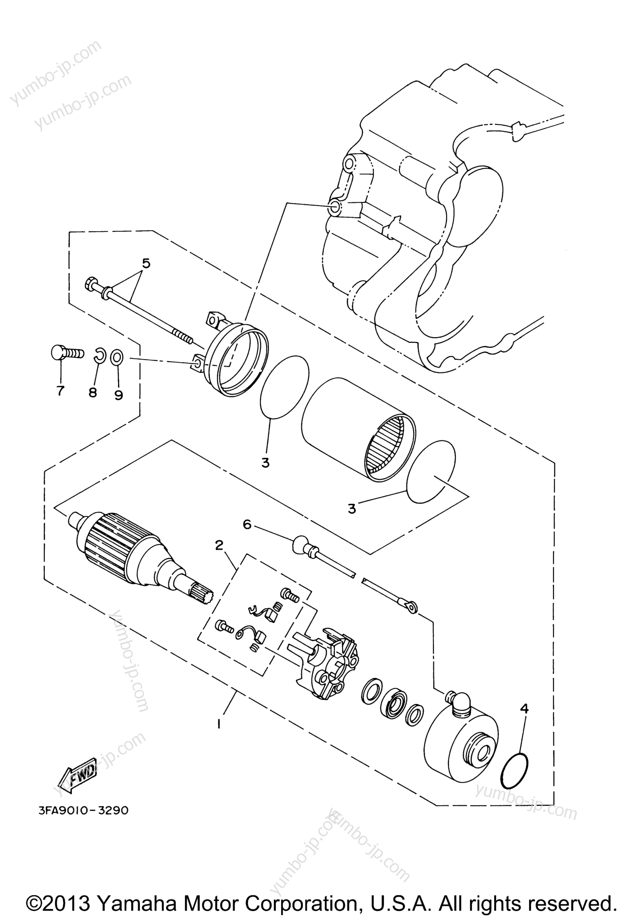 STARTING MOTOR for ATVs YAMAHA BREEZE (YFA1MC) CA 2000 year