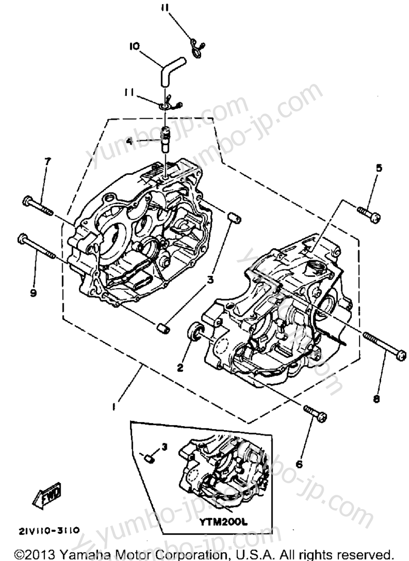 Крышка картера для квадроциклов YAMAHA YTM200L (YTM200K) 1983 г.
