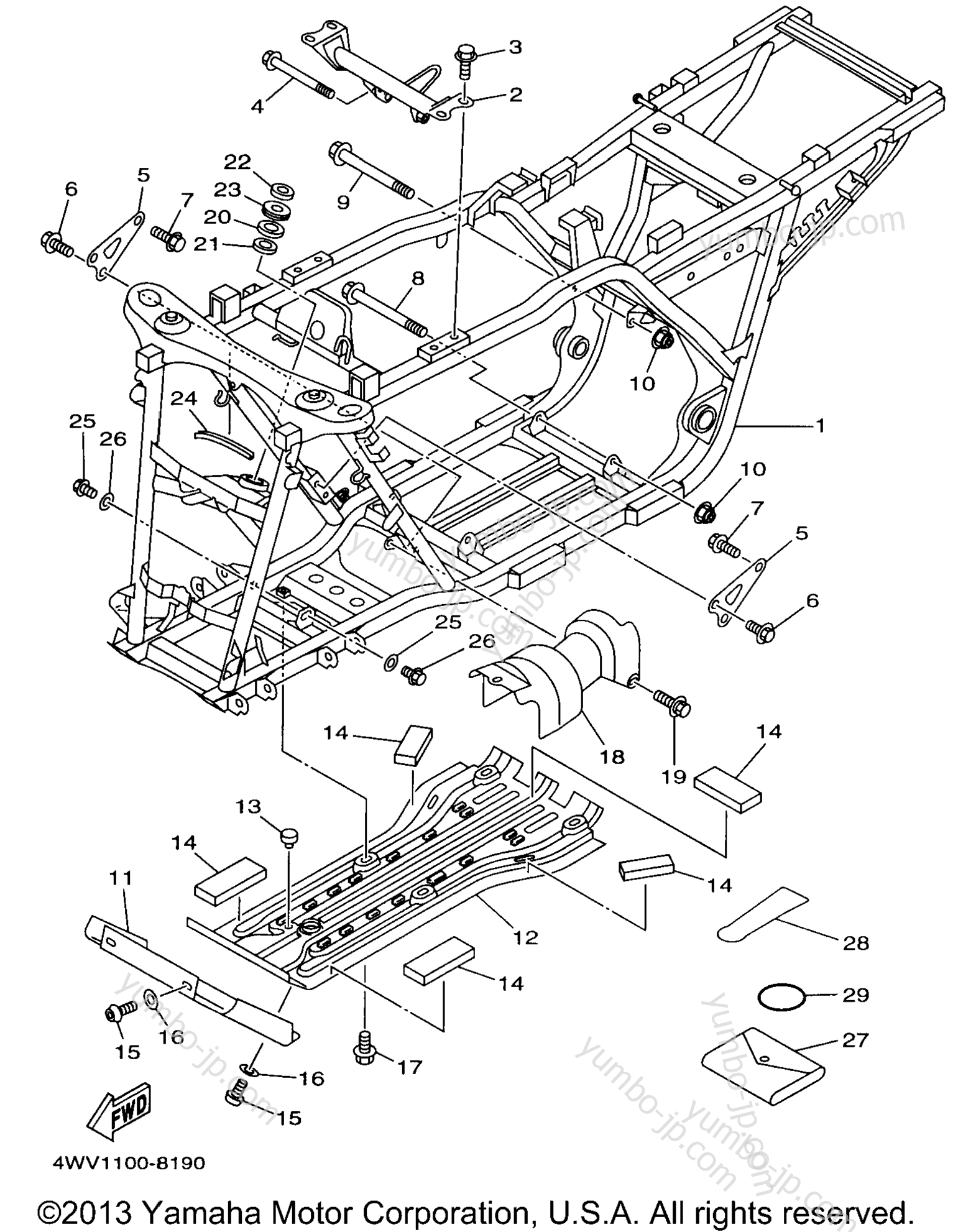 FRAME for ATVs YAMAHA GRIZZLY (YFM600FWAK) 1998 year