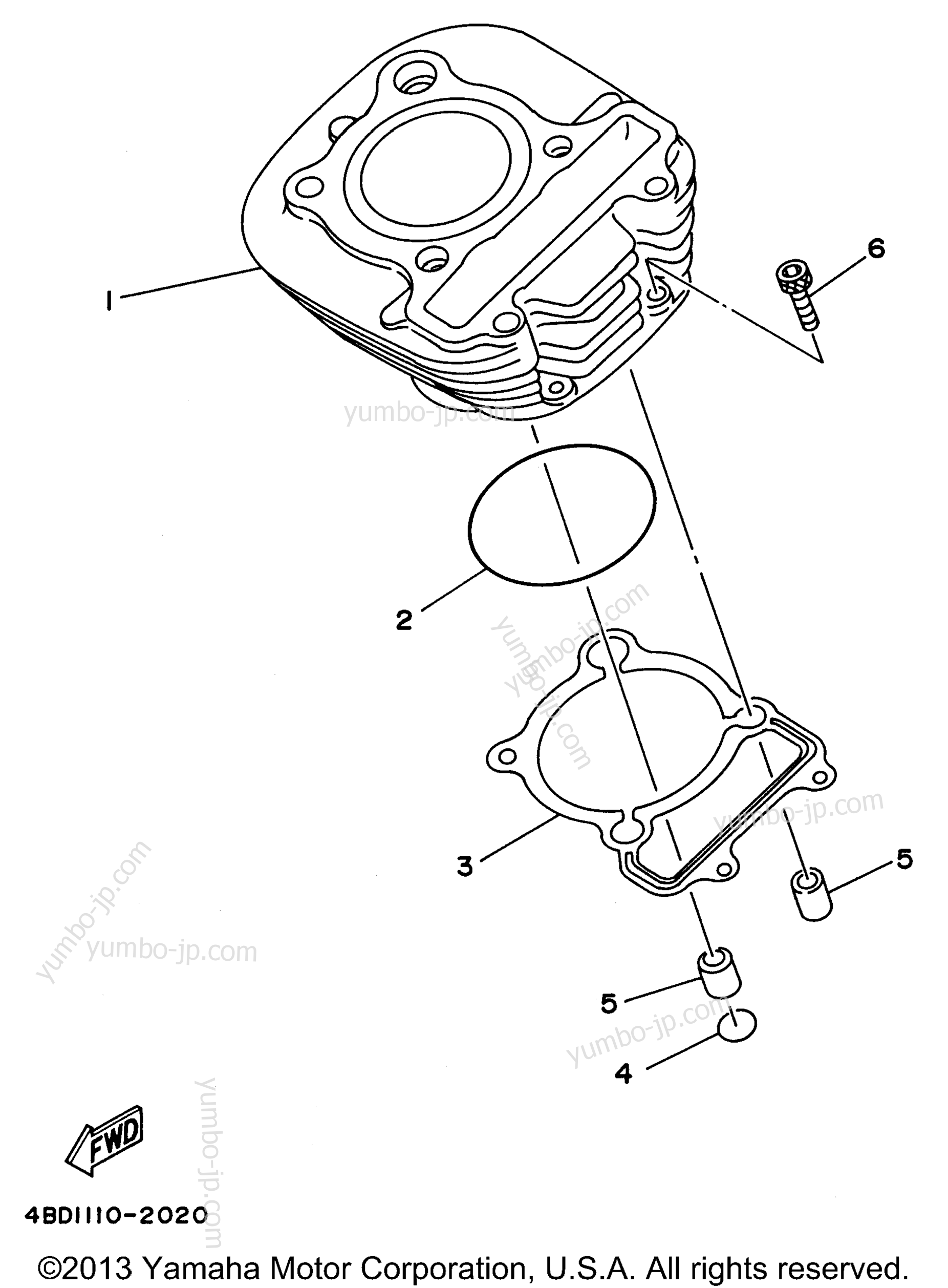 CYLINDER for ATVs YAMAHA TIMBERWOLF 2WD (YFB250FWH) 1996 year