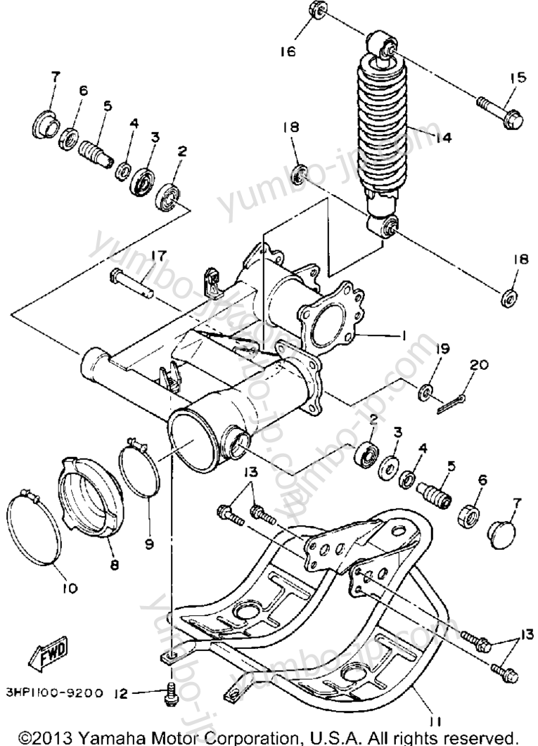Swing Arm-Rear Shock для квадроциклов YAMAHA MOTO-4 (YFM350ERD) 1992 г.