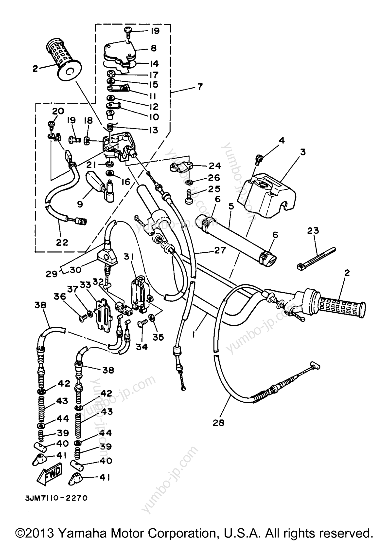 Steering Handle Cable для квадроциклов YAMAHA BLASTER (YFS200J) 1997 г.
