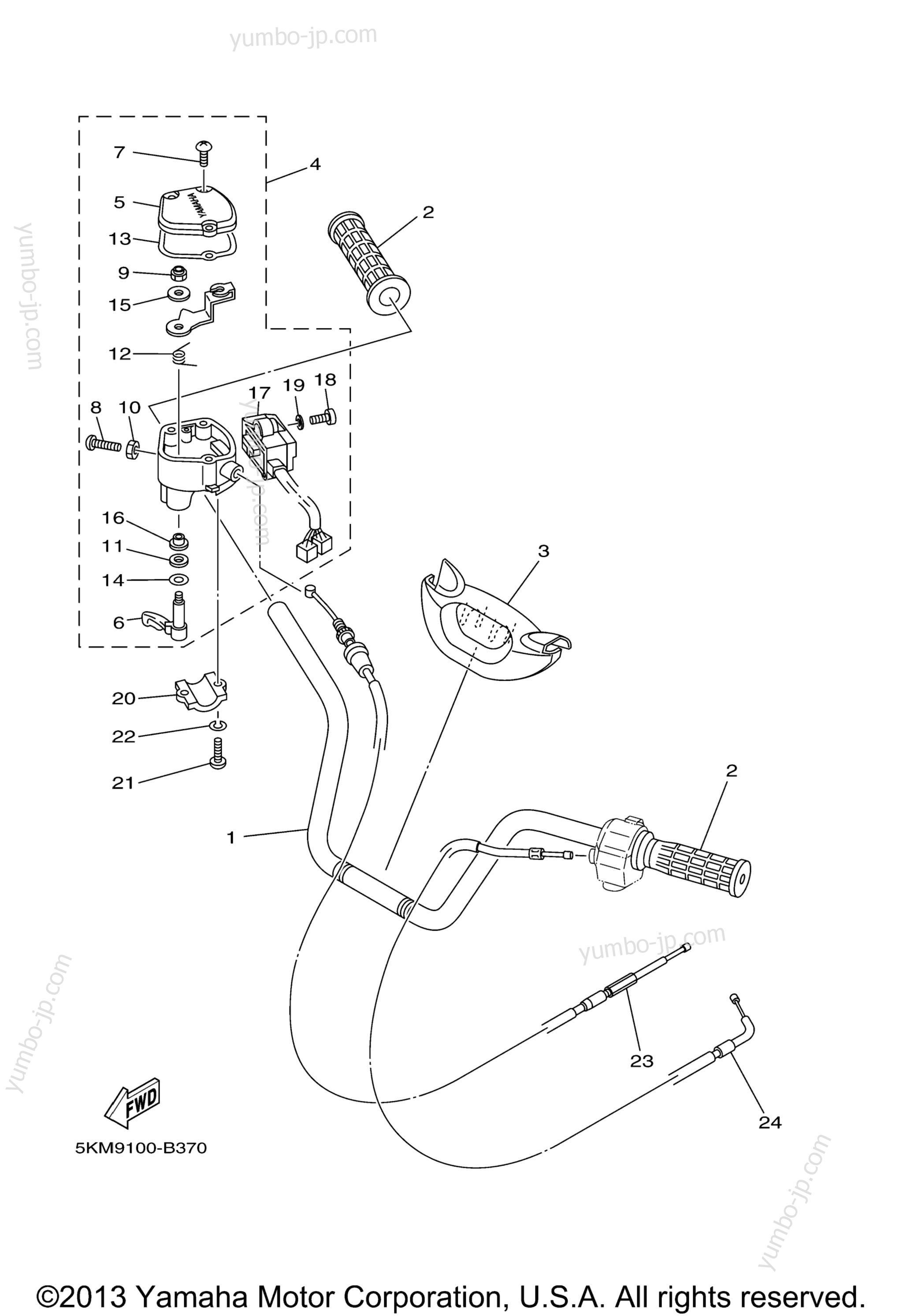 Steering Handle Cable для квадроциклов YAMAHA GRIZZLY 660 HUNTER (YFM66FAHT) 2005 г.