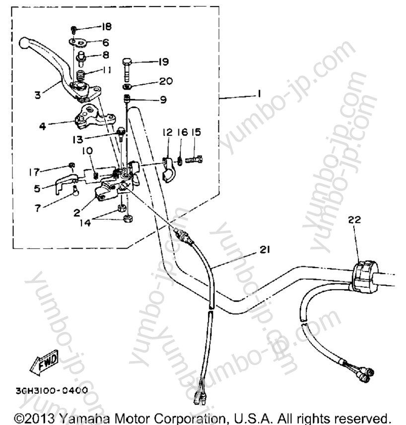Handle Swithc-Lever для квадроциклов YAMAHA MOTO-4 (YFM250A) 1990 г.
