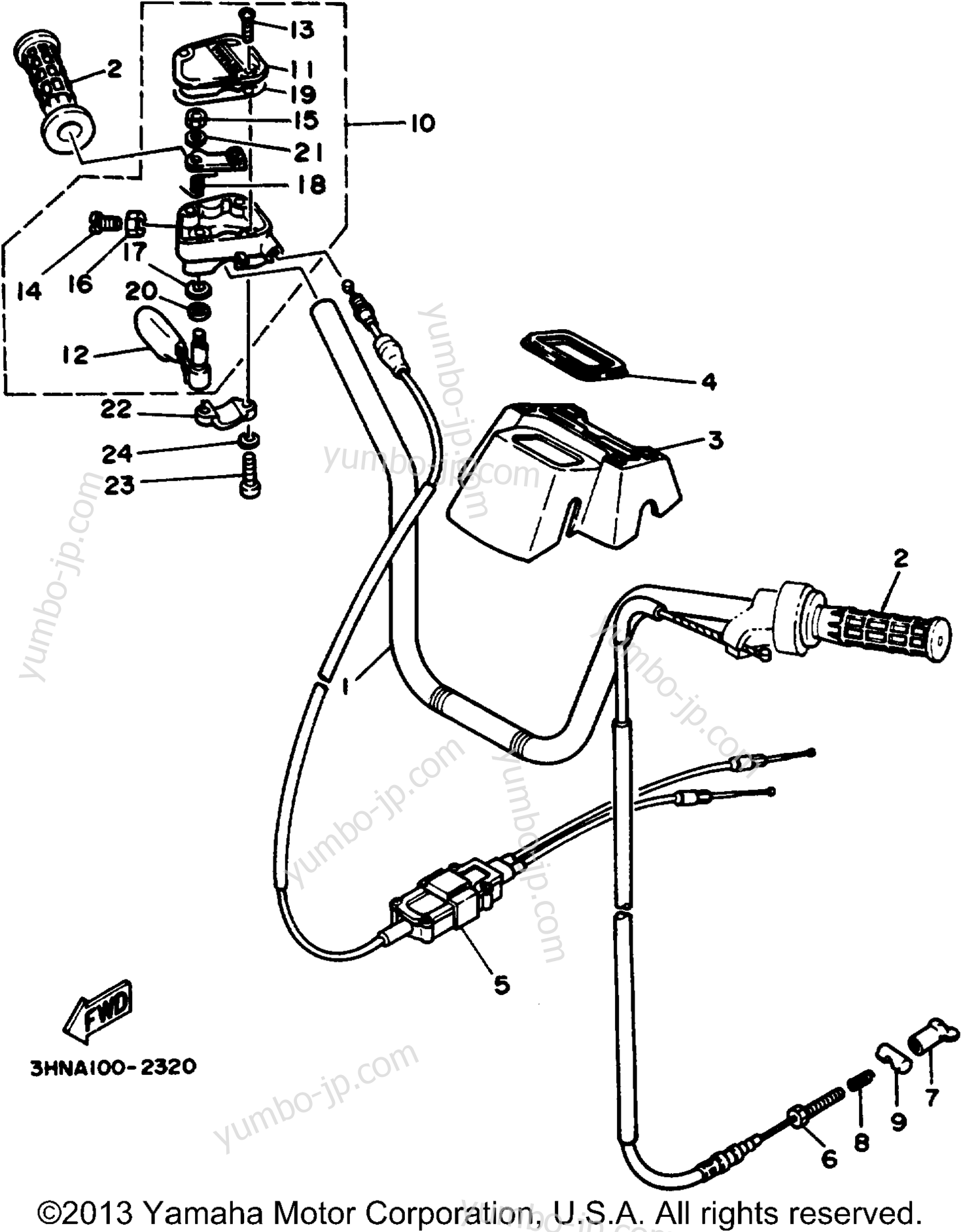 Handlebar - Cable для квадроциклов YAMAHA BIG BEAR 4WD (YFM350FWD_) 1992 г.