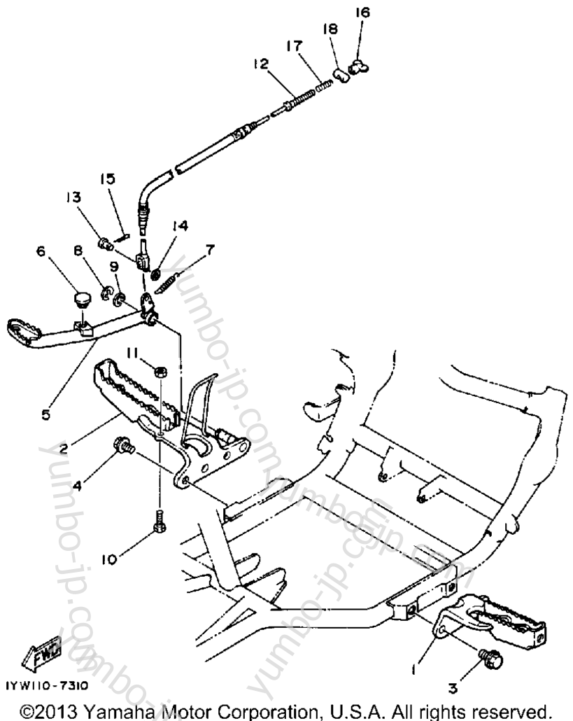 Stand-Footrest for ATVs YAMAHA MOTO-4 (YFM350ERU) 1988 year