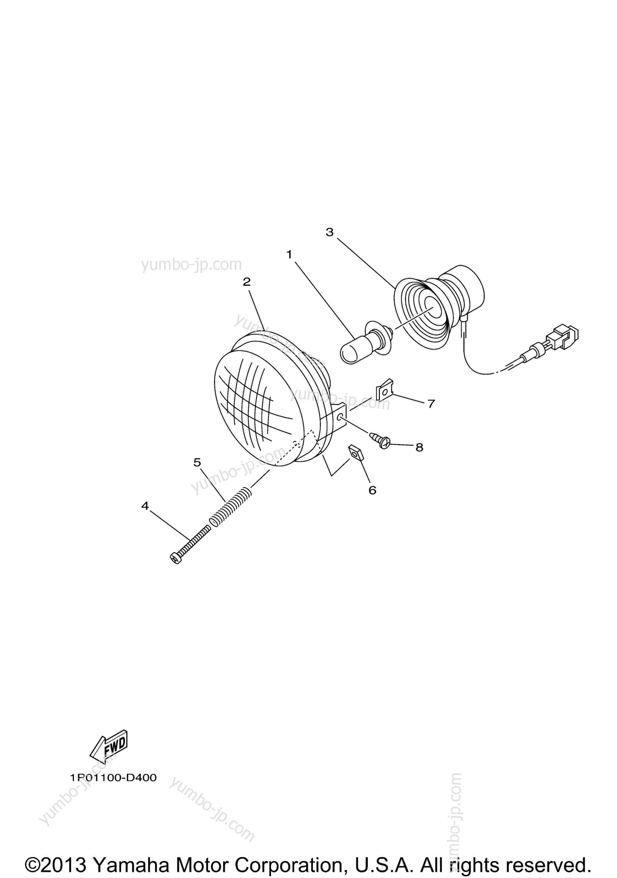 HEADLIGHT для квадроциклов YAMAHA GRIZZLY 350 4WD HUNTER (YFM35FGHA) 2011 г.