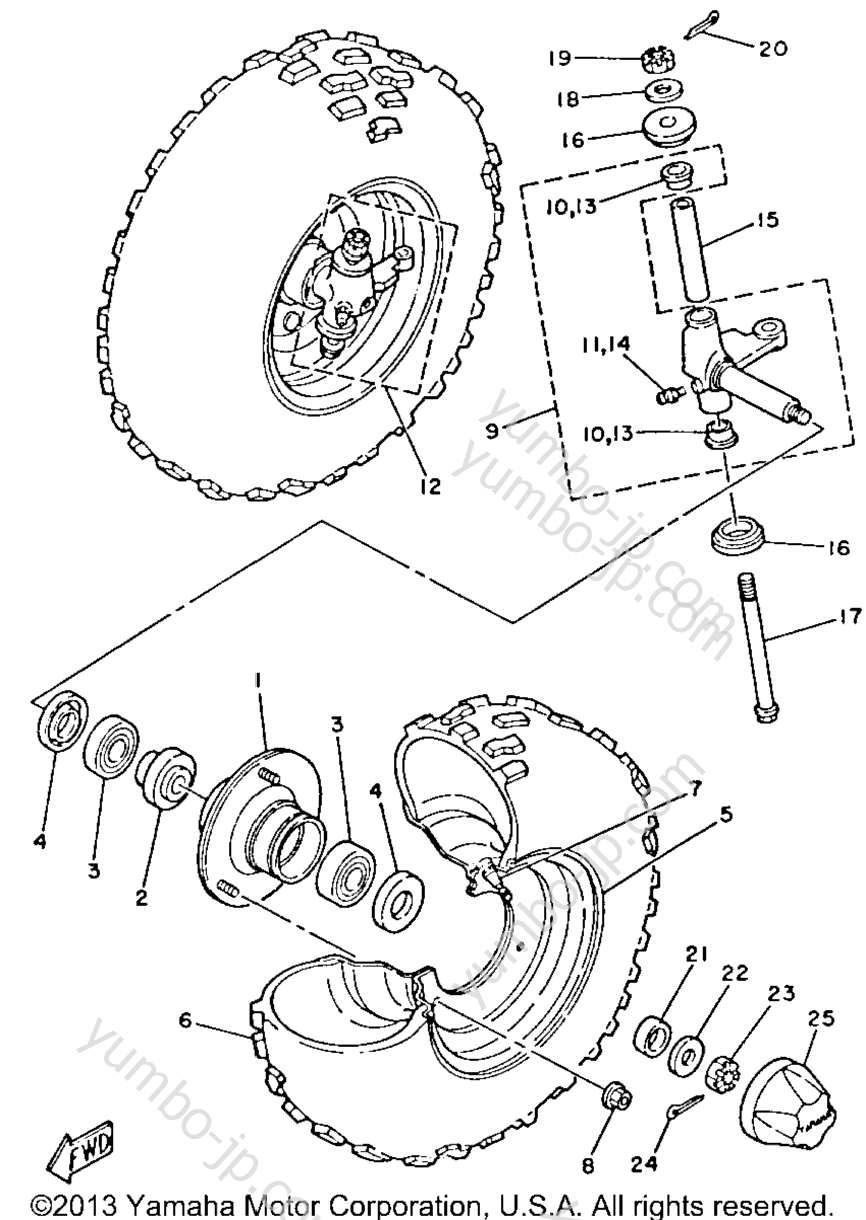 FRONT WHEEL for ATVs YAMAHA BADGER (YFM80N) 1985 year