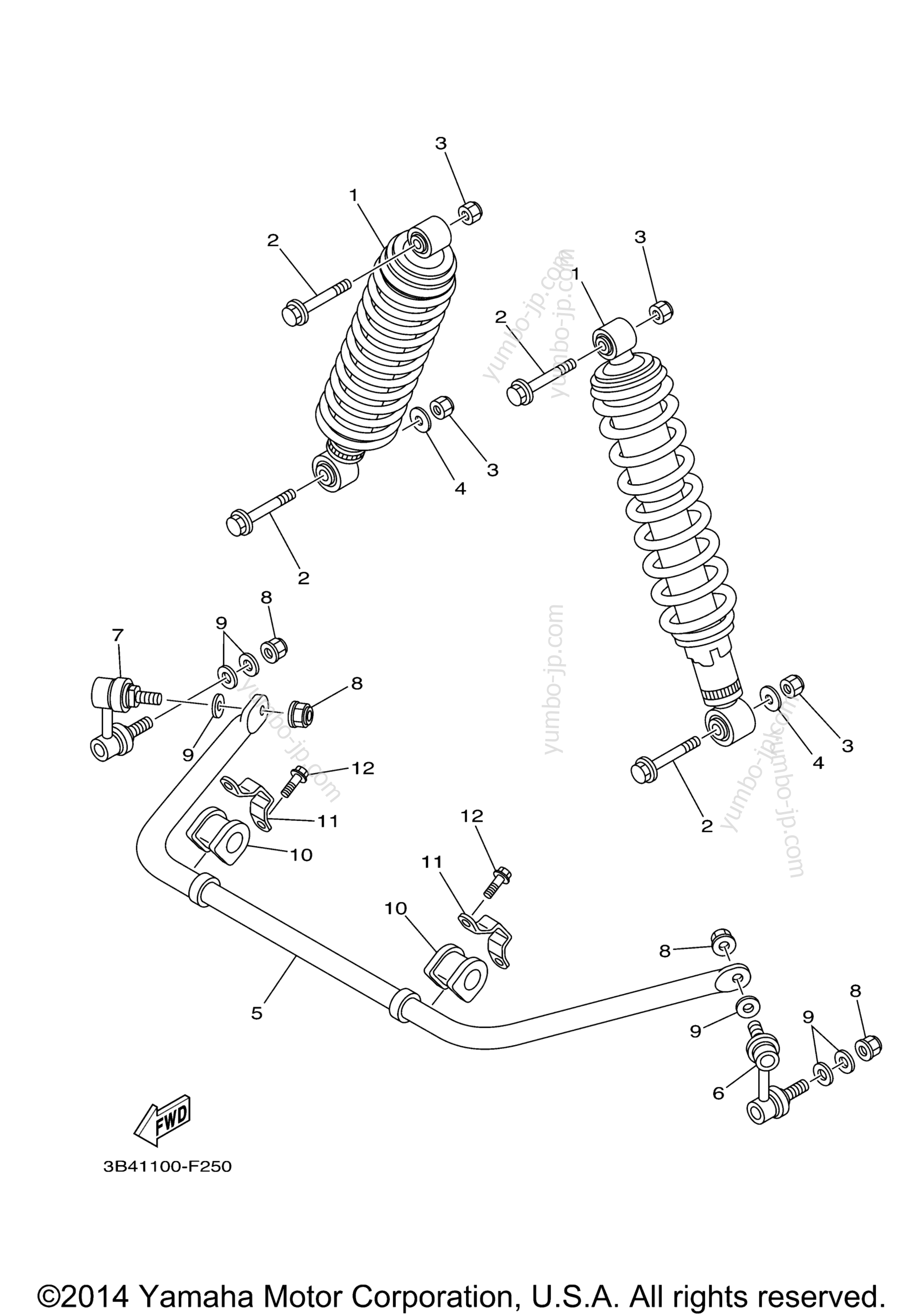 Rear Suspension для квадроциклов YAMAHA GRIZZLY 700 HUNTER (YFM7FGHA) 2011 г.