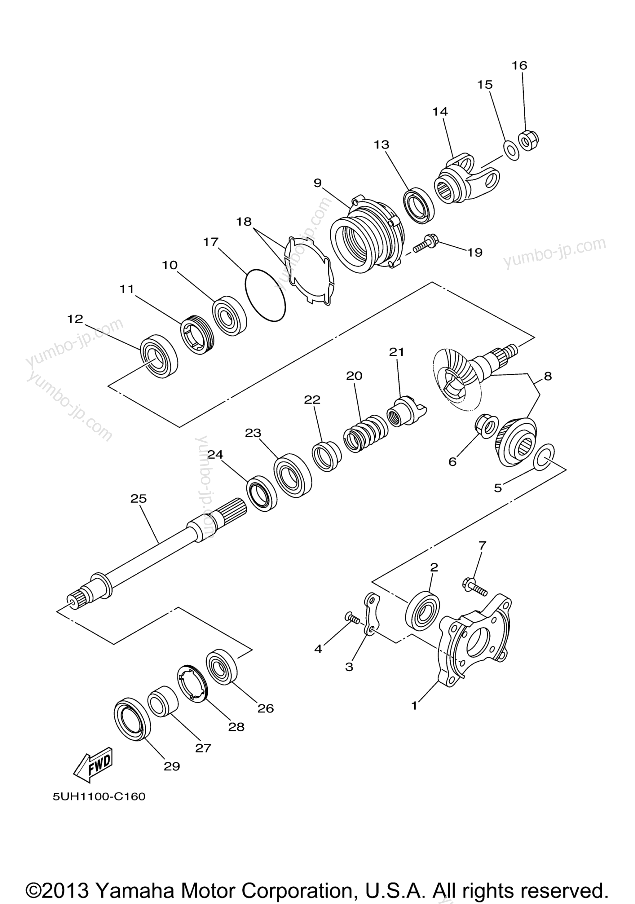 Middle Drive Gear for ATVs YAMAHA BRUIN 350 4WD HUNTER (YFM35FAHV) 2006 year