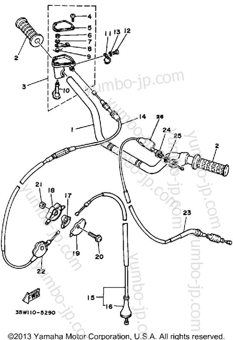 Handlebar-Cable для квадроциклов YAMAHA YTZ250N 1985 г.