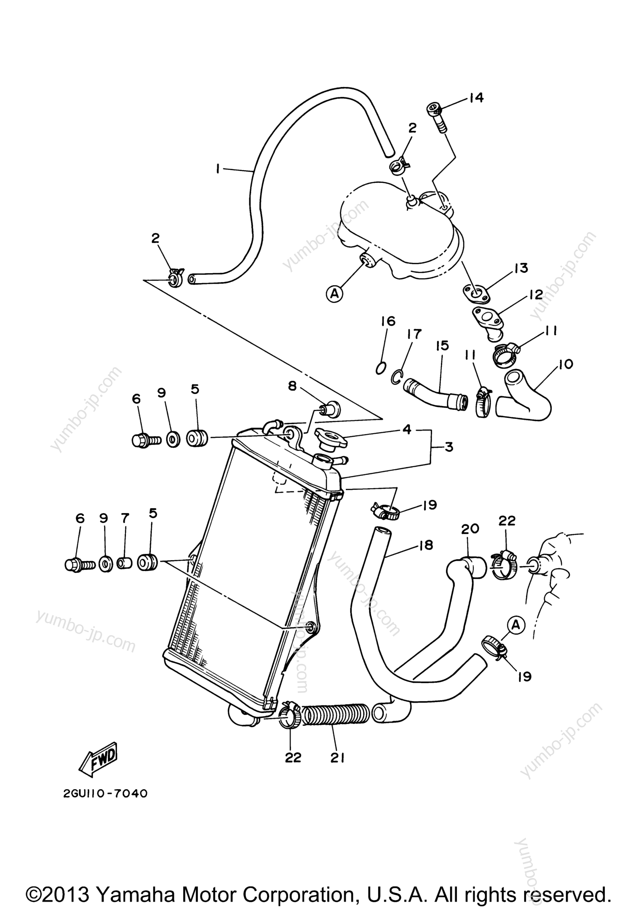 Radiator. Hose для квадроциклов YAMAHA BANSHEE (YFZ350N) 2001 г.