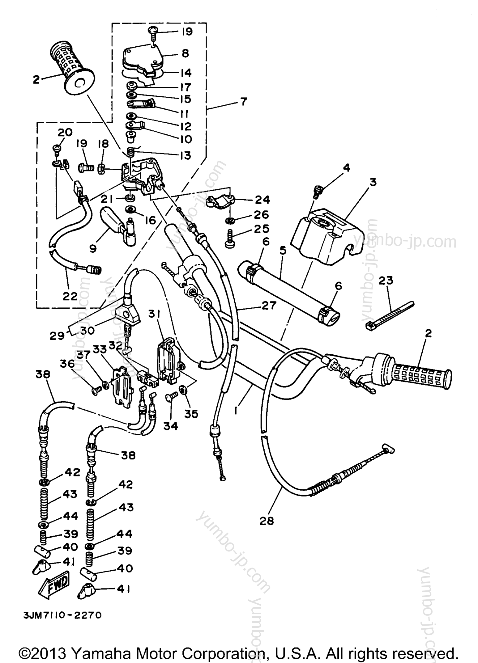 Steering Handle Cable для квадроциклов YAMAHA BLASTER (YFS200K) 1998 г.